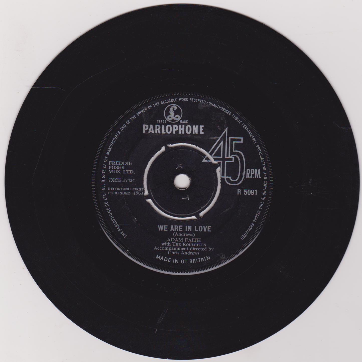 Adam Faith With The Roulettes ‎– We Are In Love (1963) 7" vinyl single G+/-