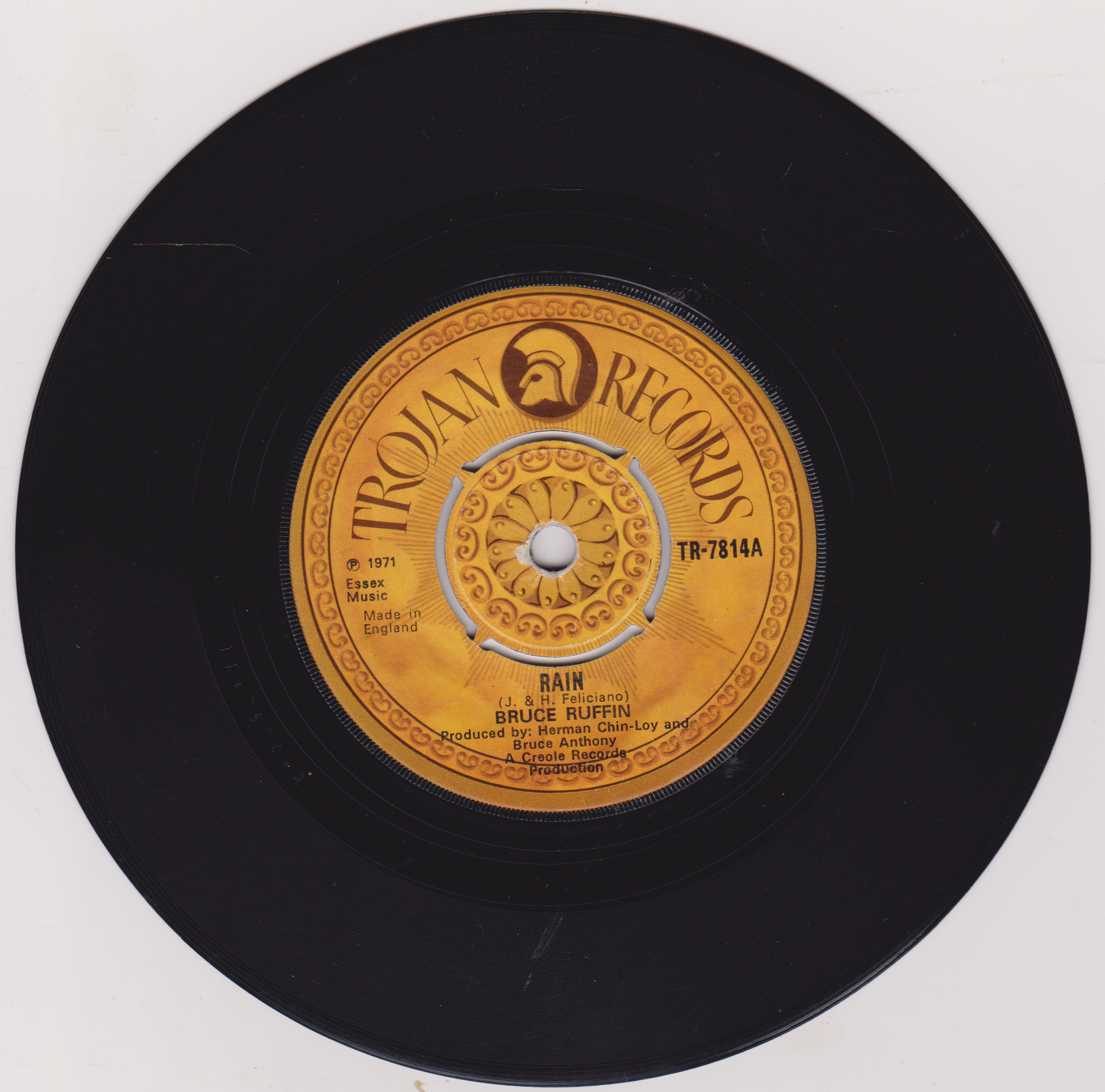 Vinyl record with Trojan Records label on a white background