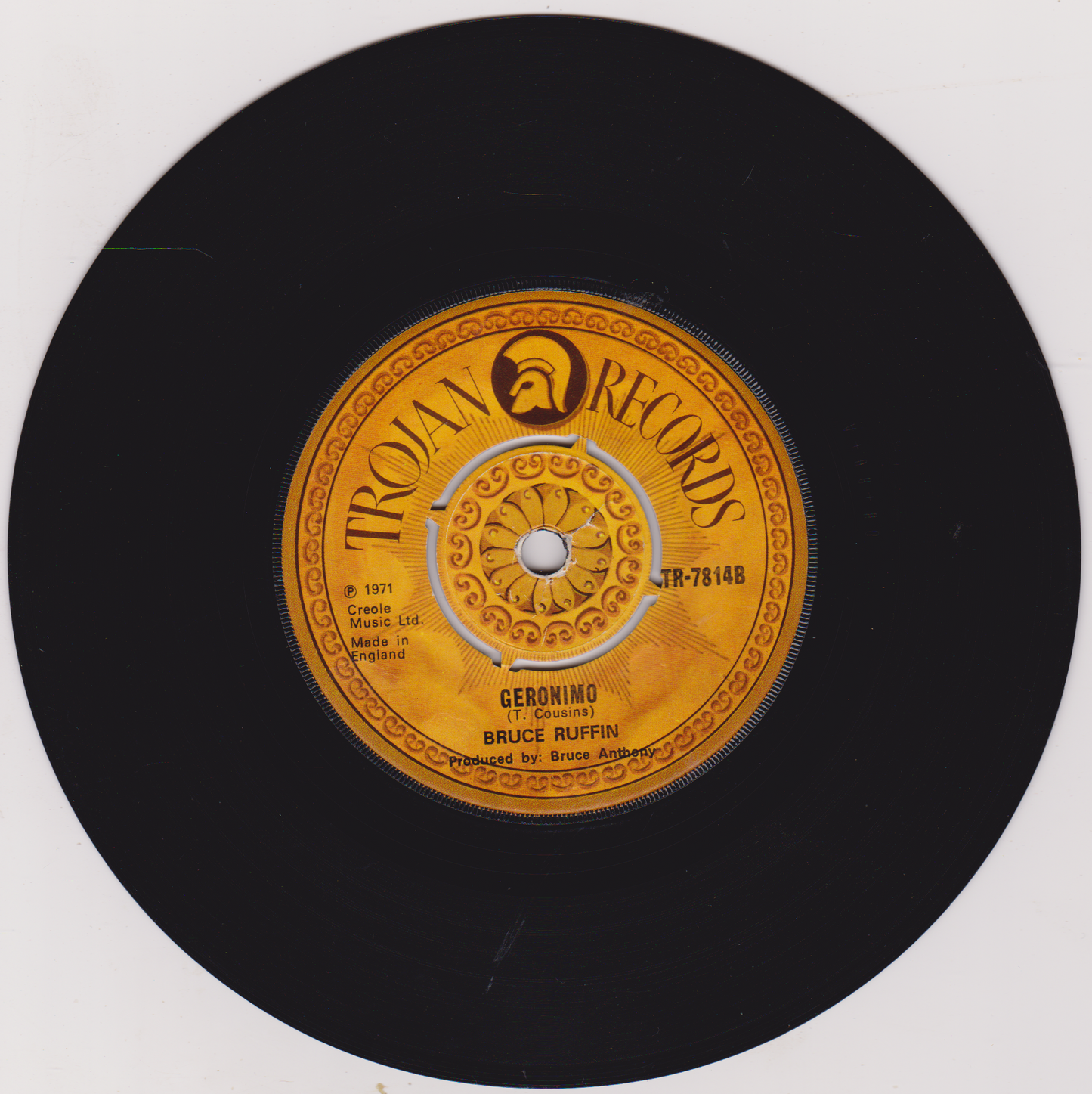 Vinyl record with Trojan Records label on a white background