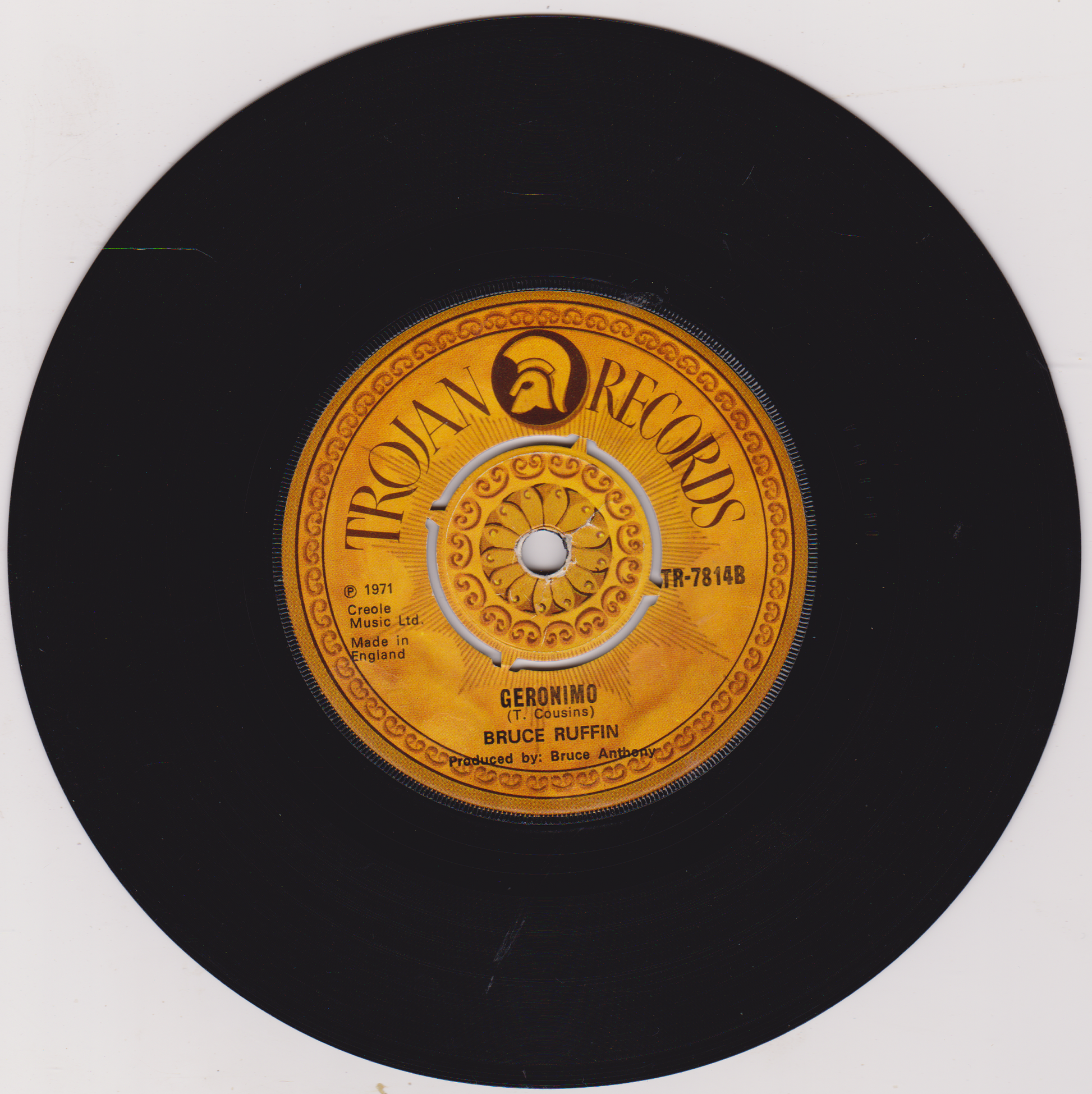 Vinyl record with Trojan Records label on a white background