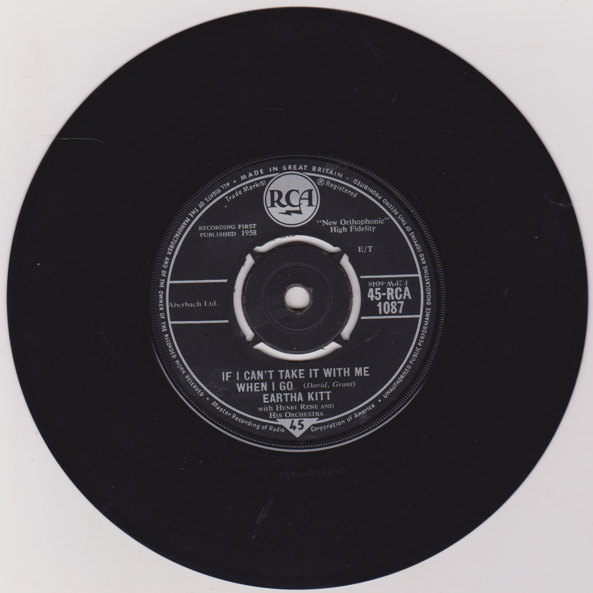 Black vinyl record with RCA label on a white background