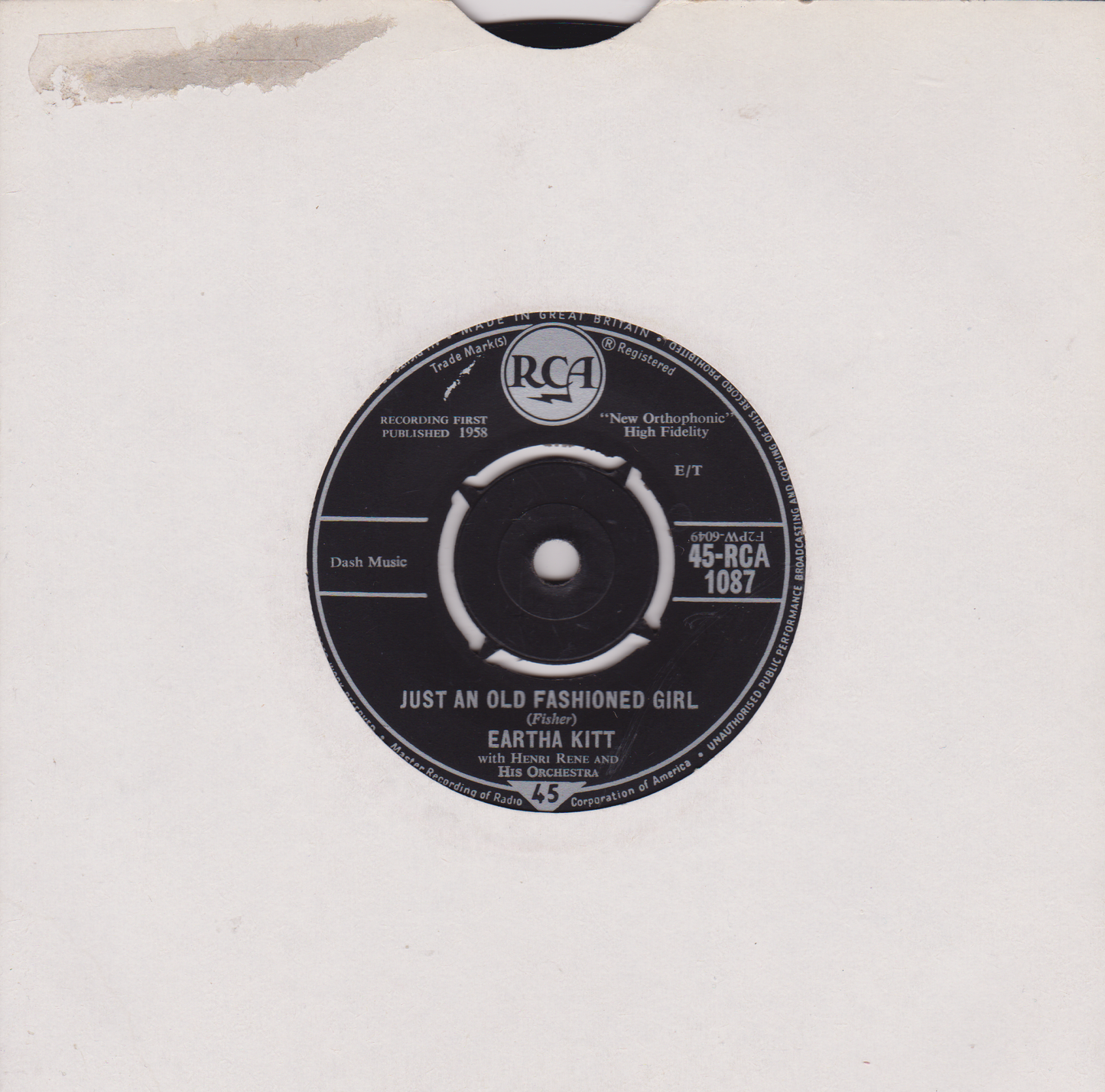 Record label with RCA logo and text on a white background