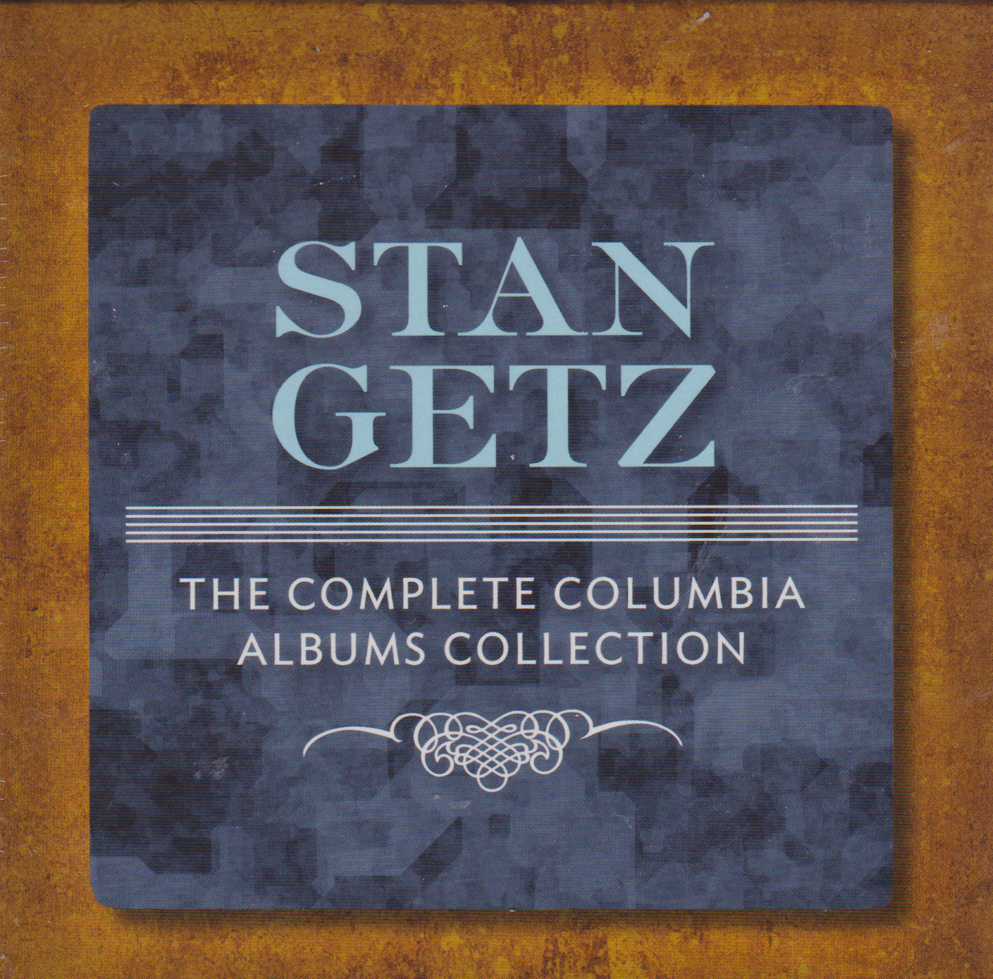 Album collection cover for Stan Getz with text on a textured background