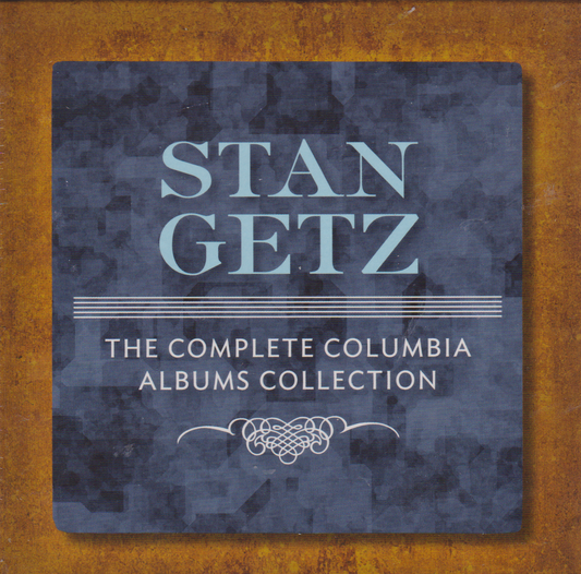 Album collection cover for Stan Getz with text on a textured background