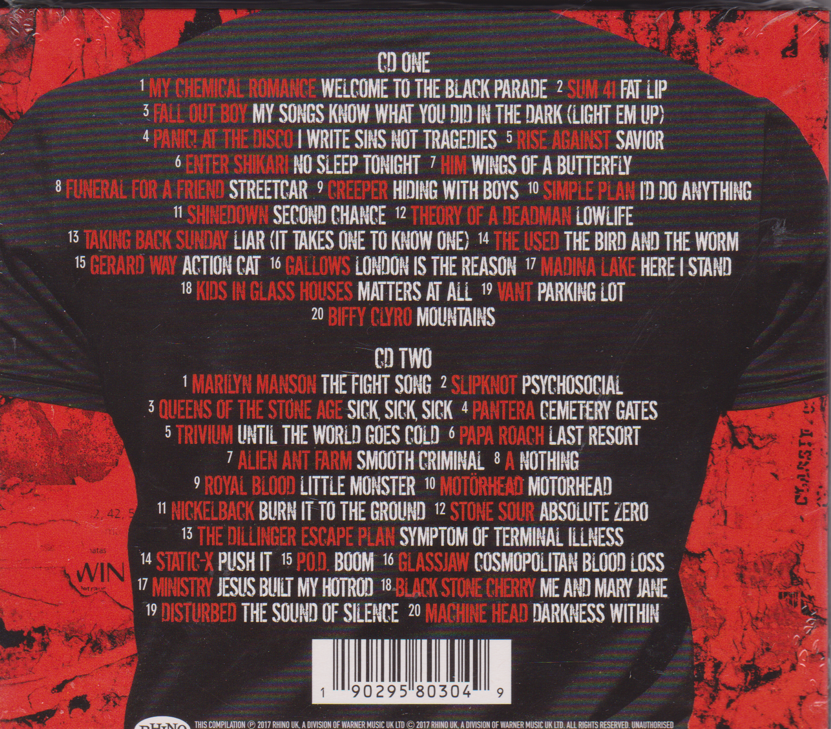 Back cover of a music album with tracklist and album design