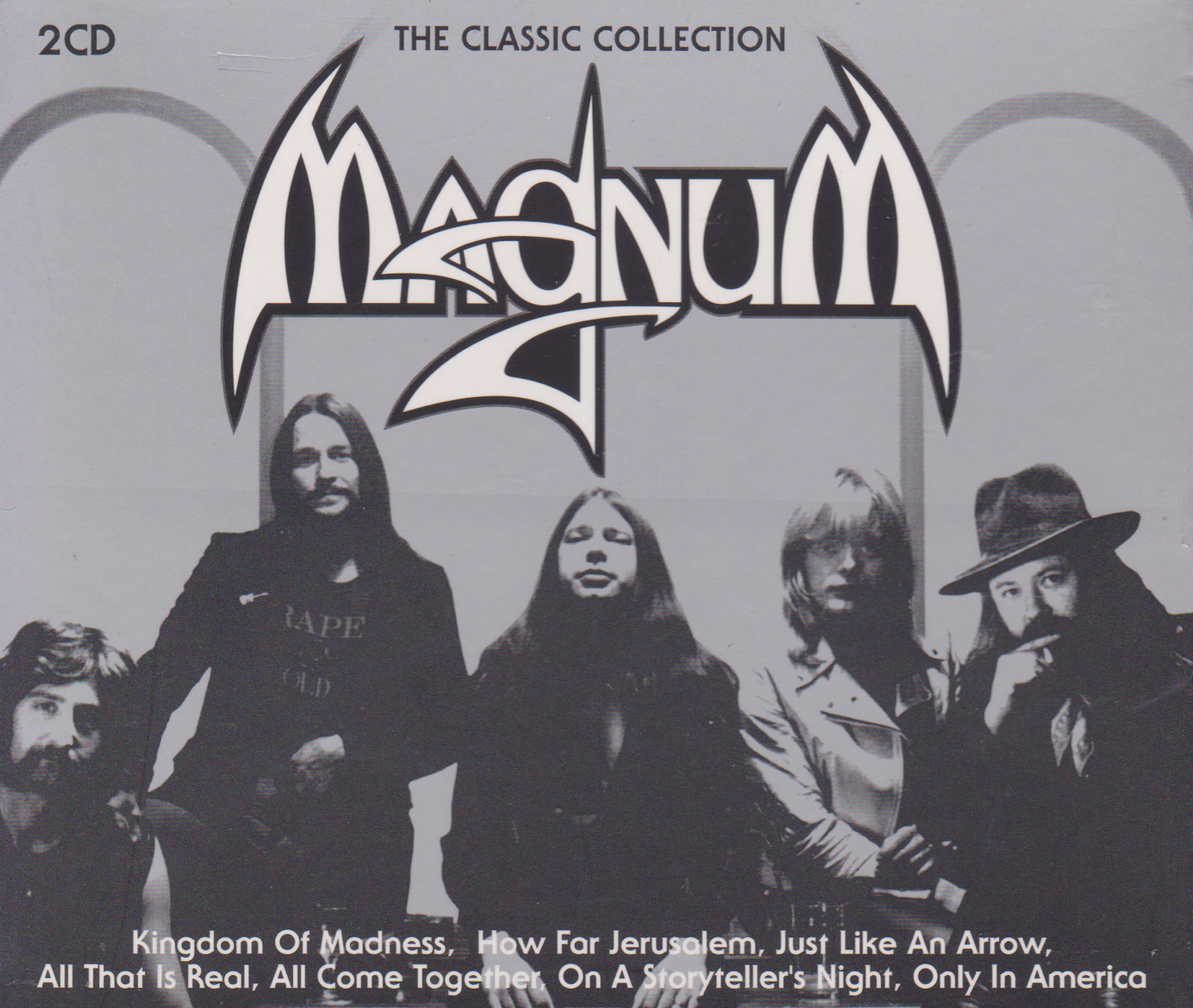 Album cover for Magnum's 'The Classic Collection' featuring a black and white photo of the band.