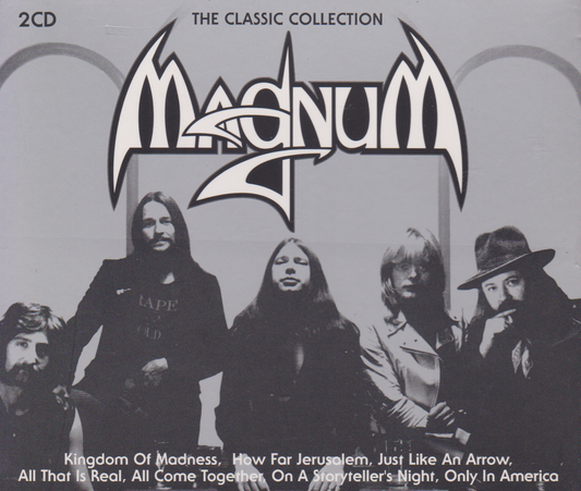 Album cover for Magnum's 'The Classic Collection' featuring a black and white photo of the band.