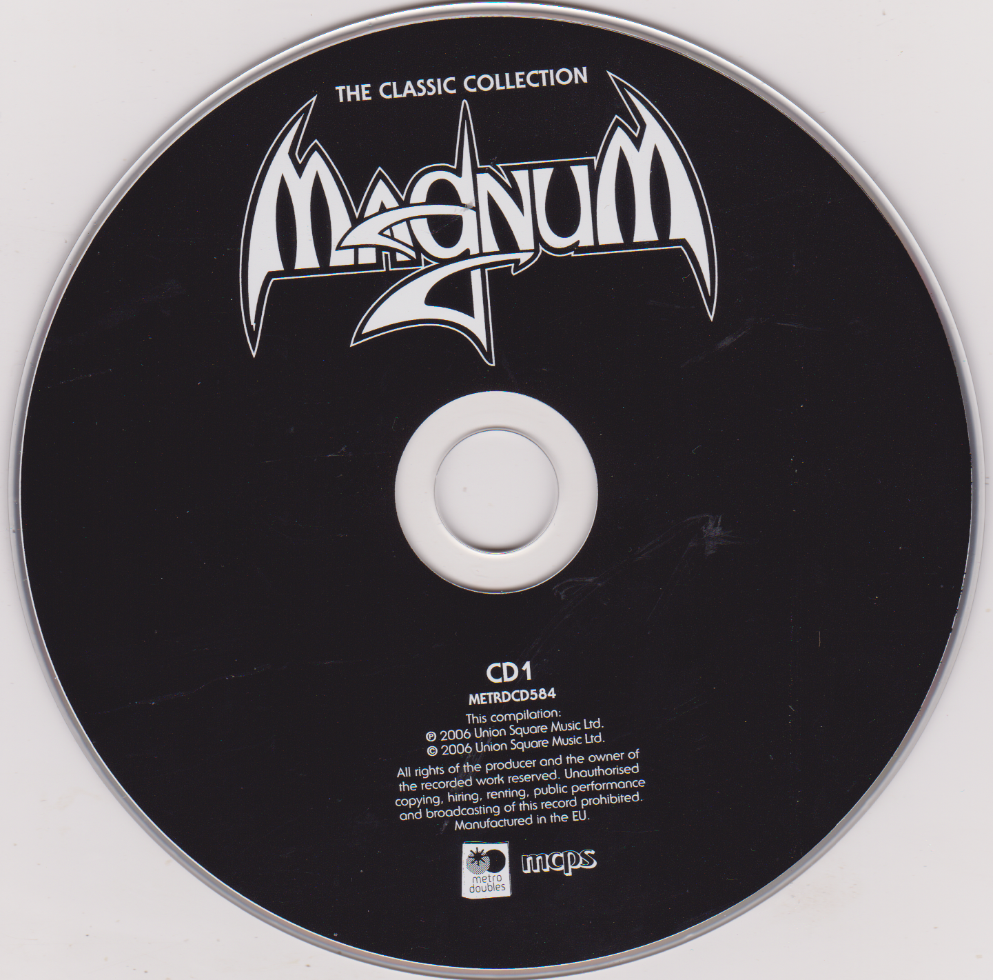 CD with Magnum logo and text on a white background