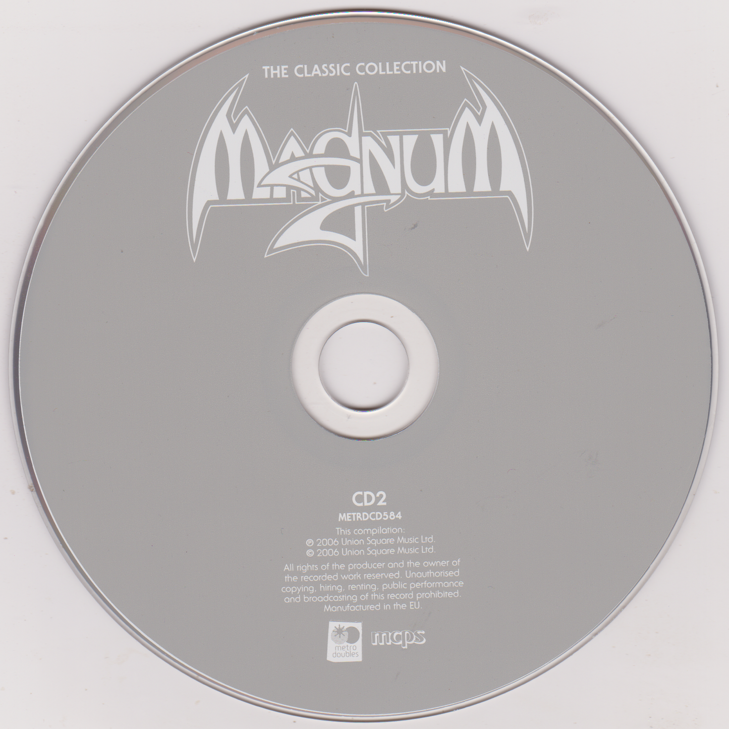 CD with Magnum logo and text on a white background