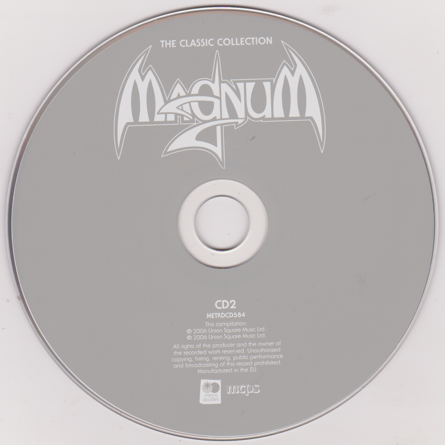 CD with Magnum logo and text on a white background