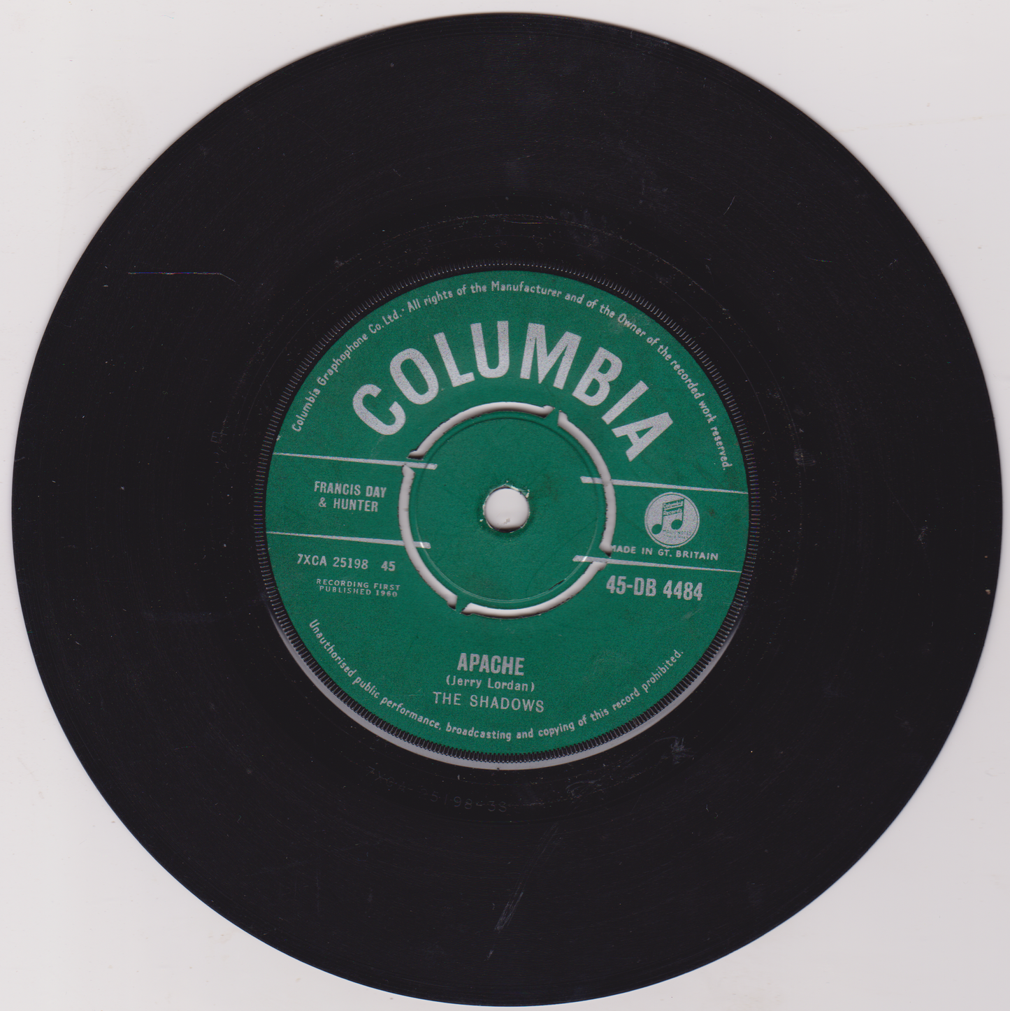 Vinyl record with Columbia label on a white background