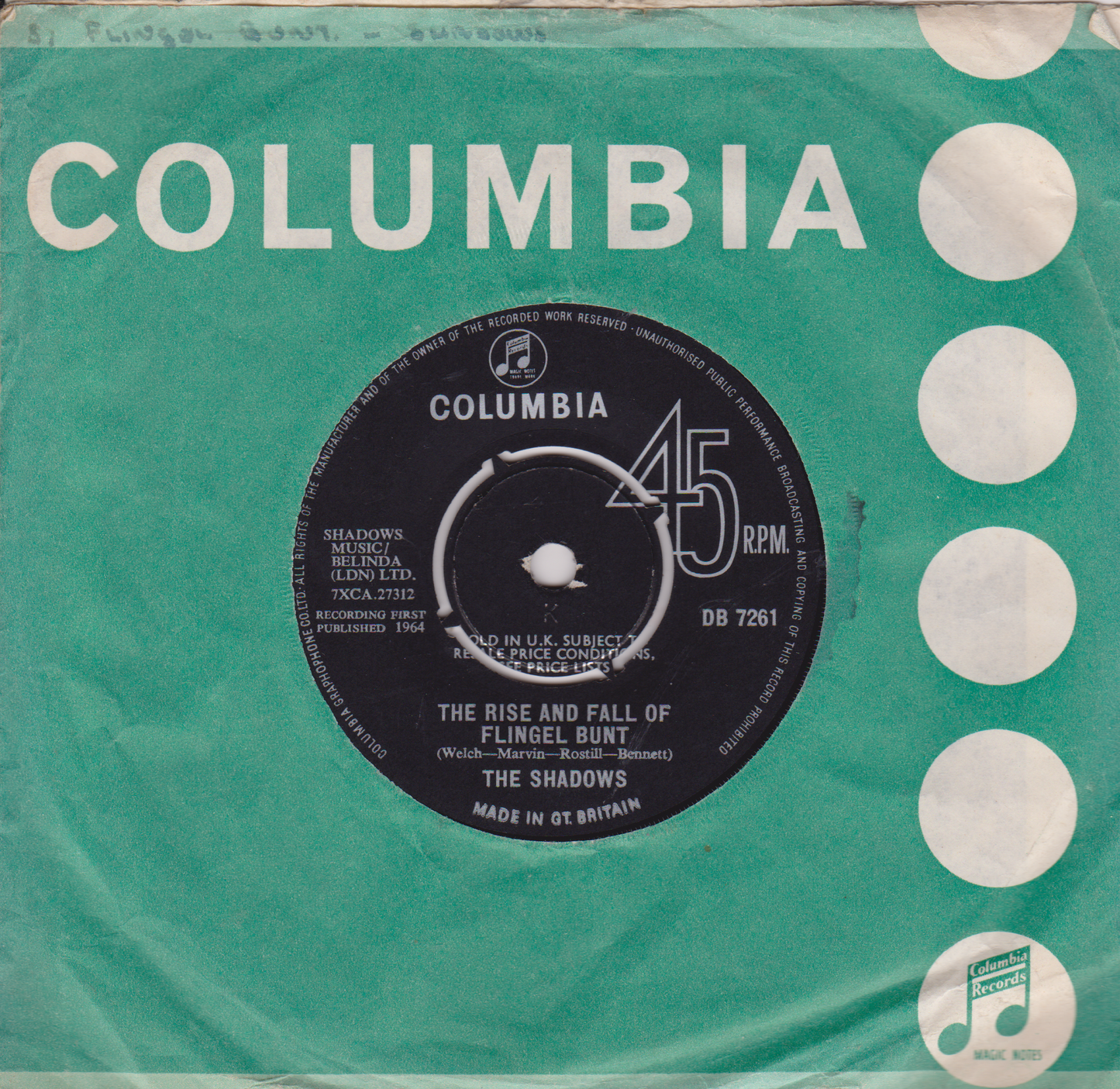 Columbia record label on a green background with white text and symbols.