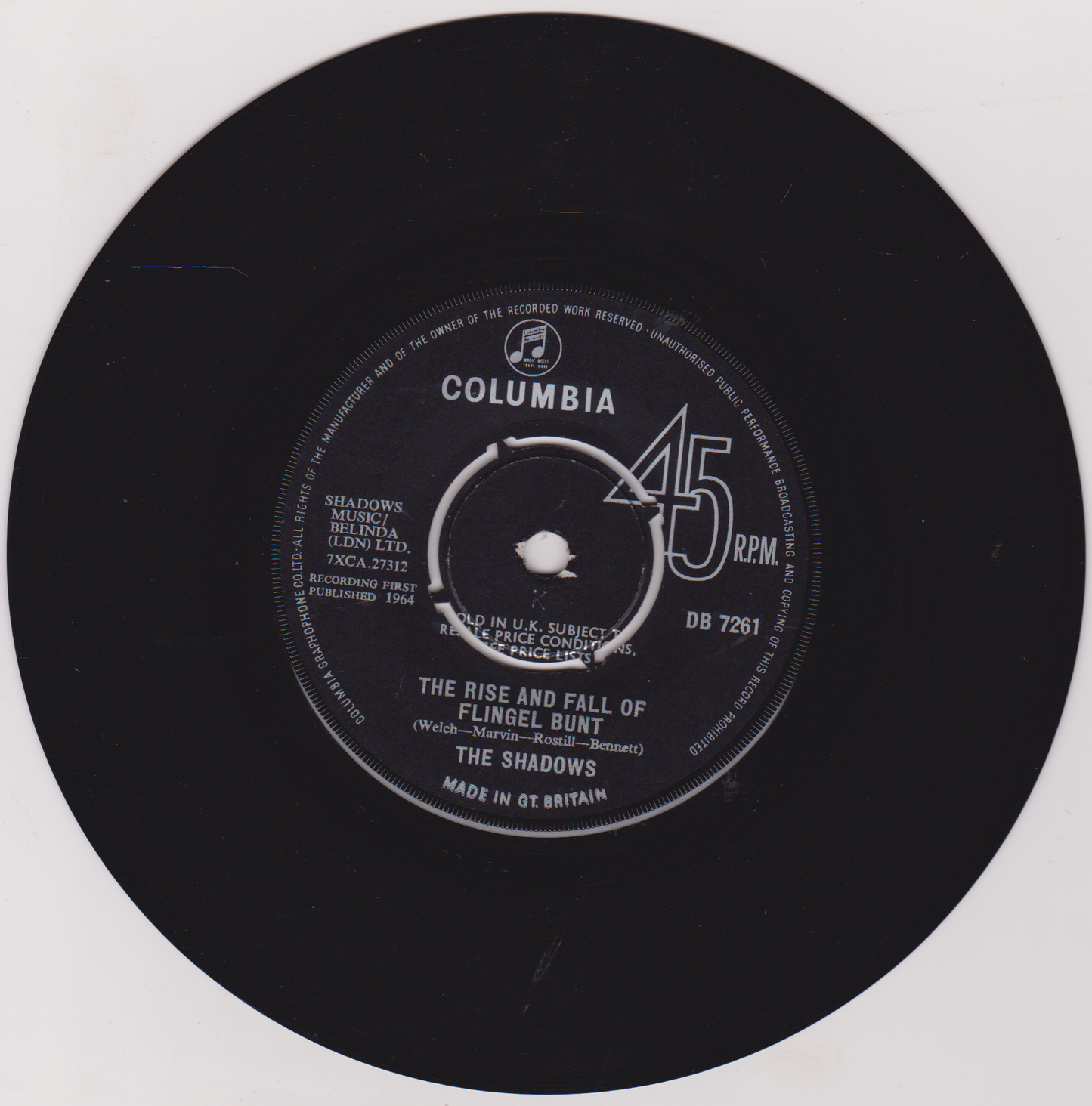 Vinyl record label with Columbia logo and text on a white background