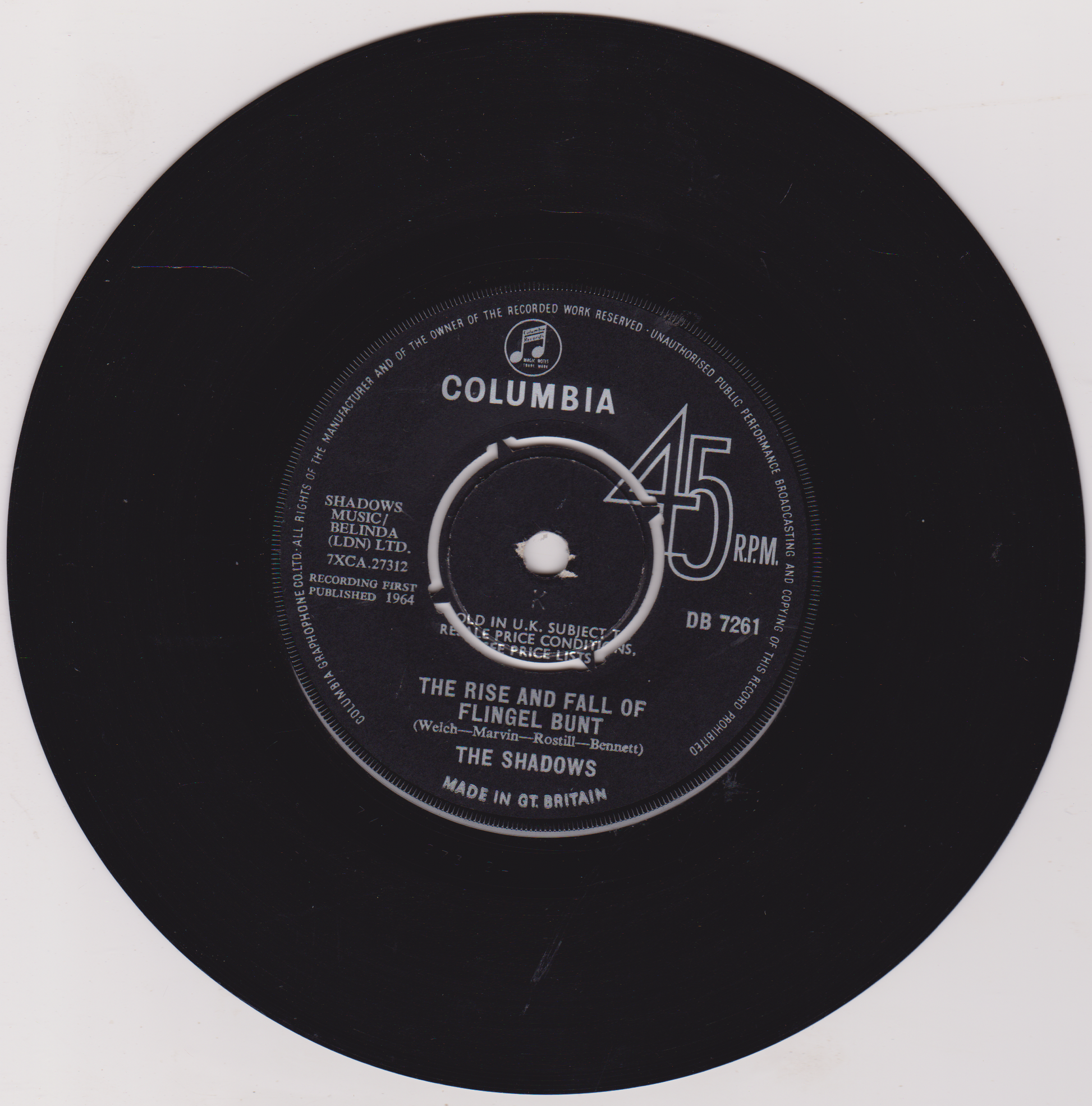 Vinyl record label with Columbia logo and text on a white background