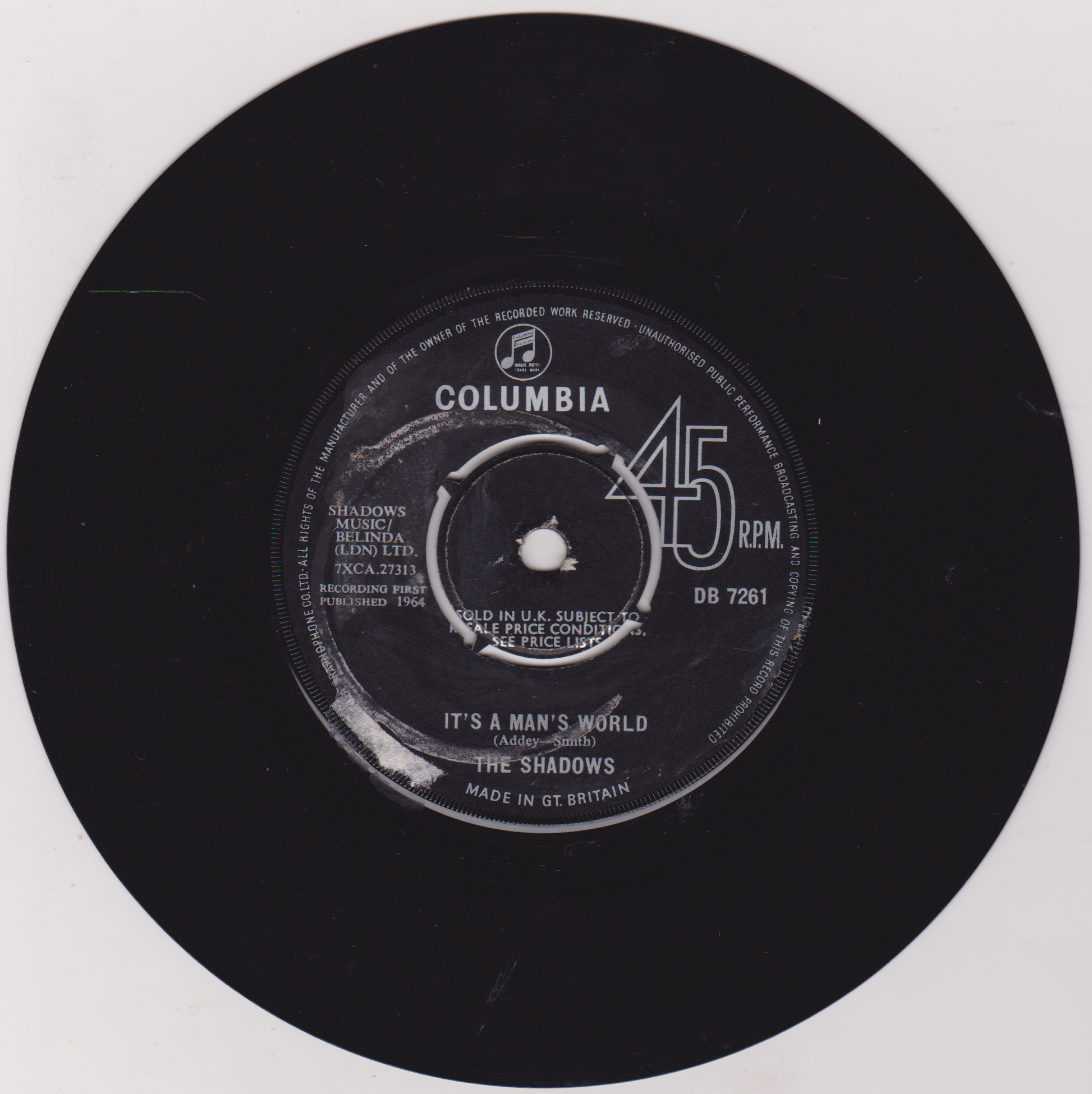 Black vinyl record with Columbia label on a white background