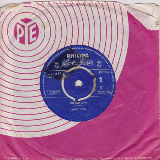 Vinyl record with a pink cover featuring the PYE logo