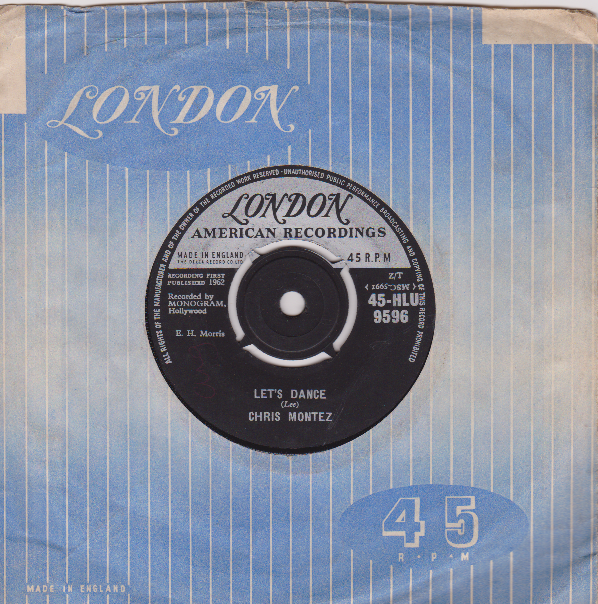 Record cover with 'London American Recordings' label and text 'Let's Dance' by Chris Montez.