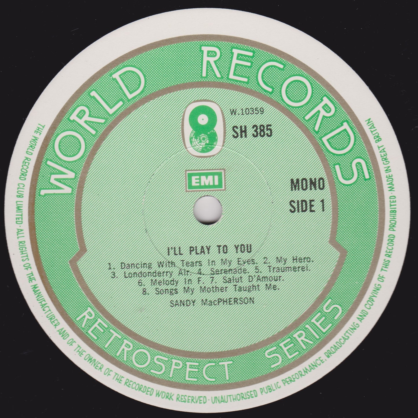 Sandy MacPherson ‎– I'll Play To You (World 1980) 12" vinyl LP VG/VG