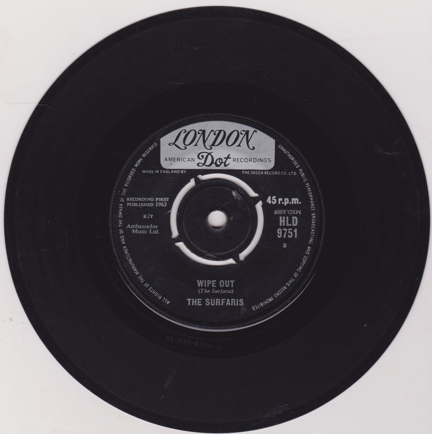 Black vinyl record with 'London Dot Recordings' label on a white background
