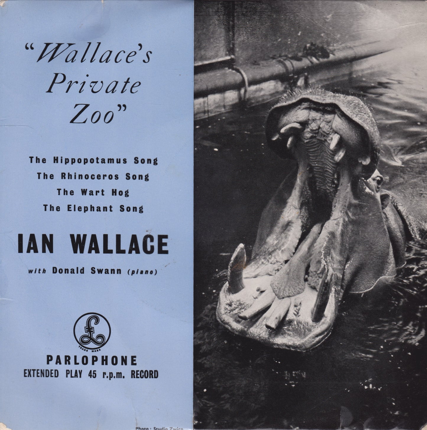 EP cover with a hippopotamus and text about 'Wallace's Private Zoo' by Ian Wallace.