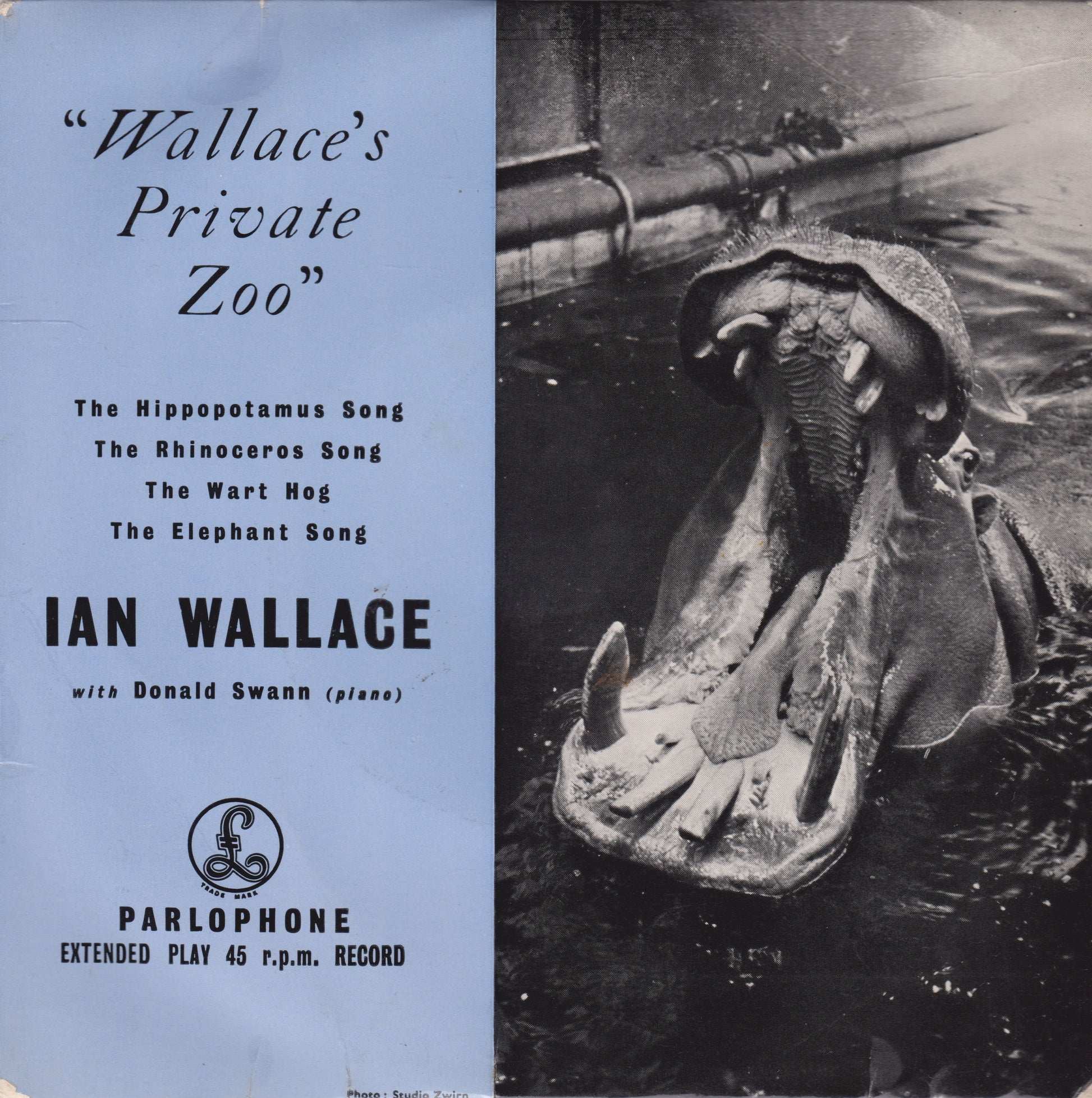 EP cover with a hippopotamus and text about 'Wallace's Private Zoo' by Ian Wallace.
