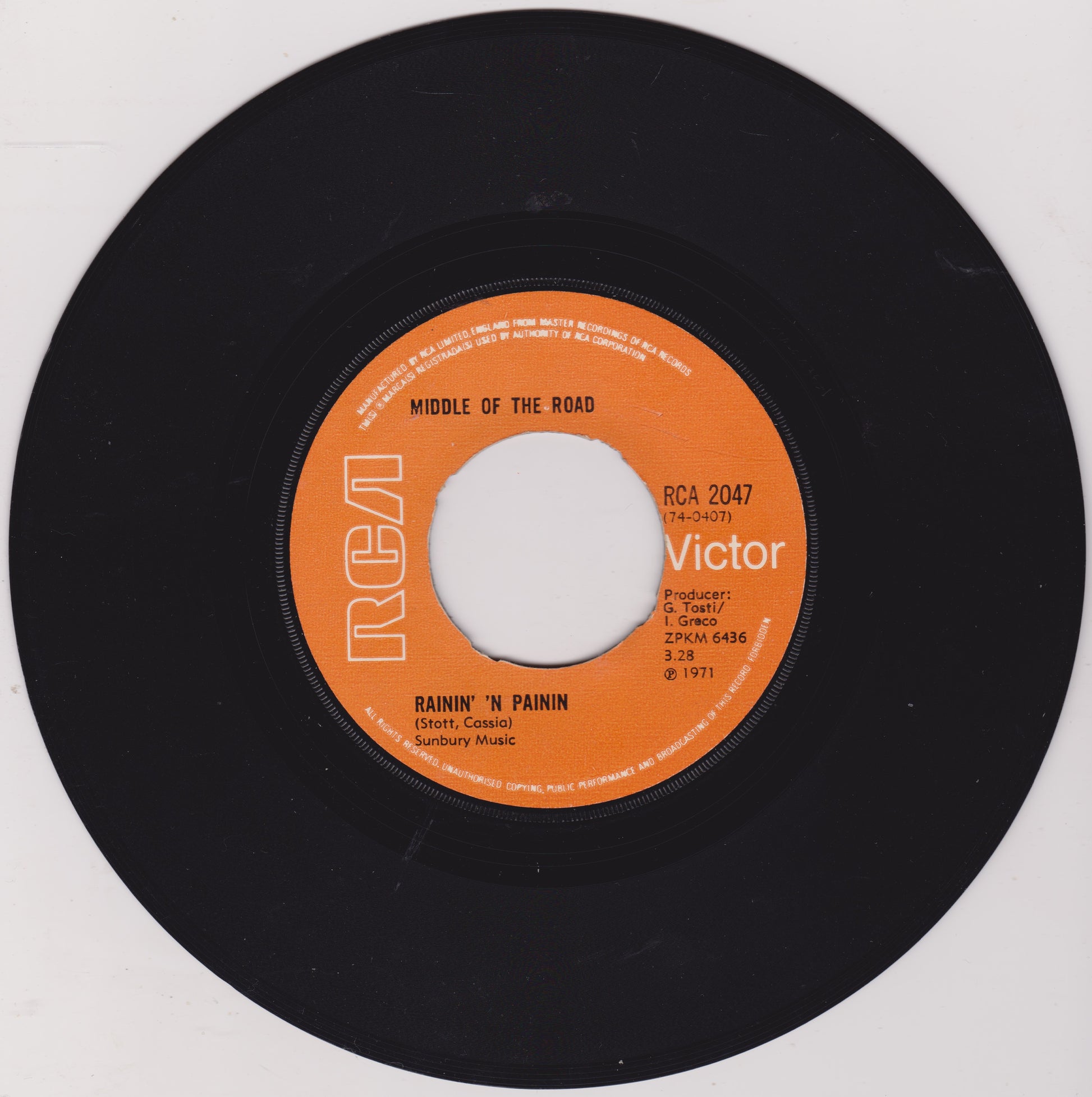 Vinyl record with orange label featuring RCA and Victor logos on a white background