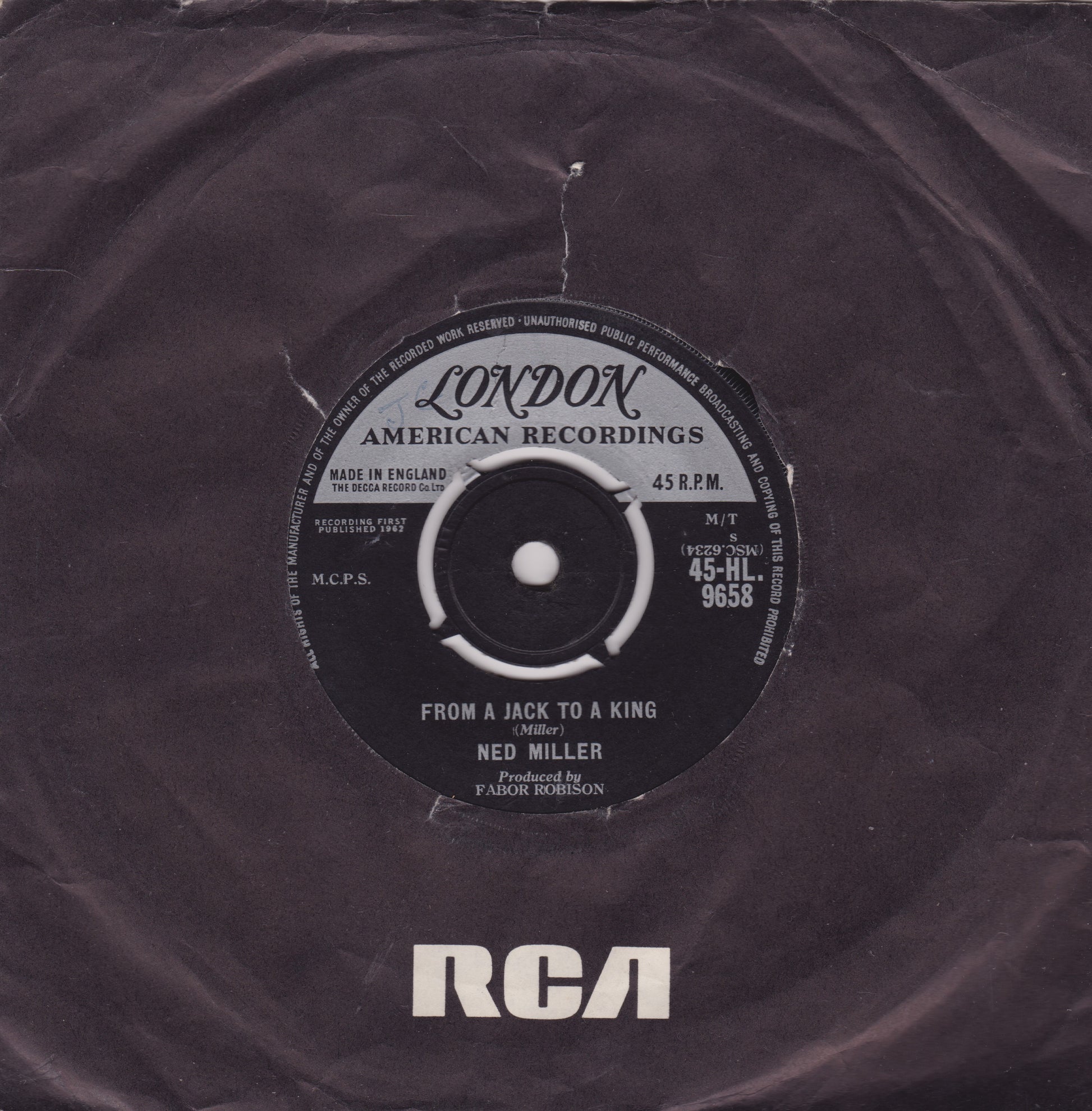 Record label with 'London American Recordings' and 'RCA' branding on a dark background