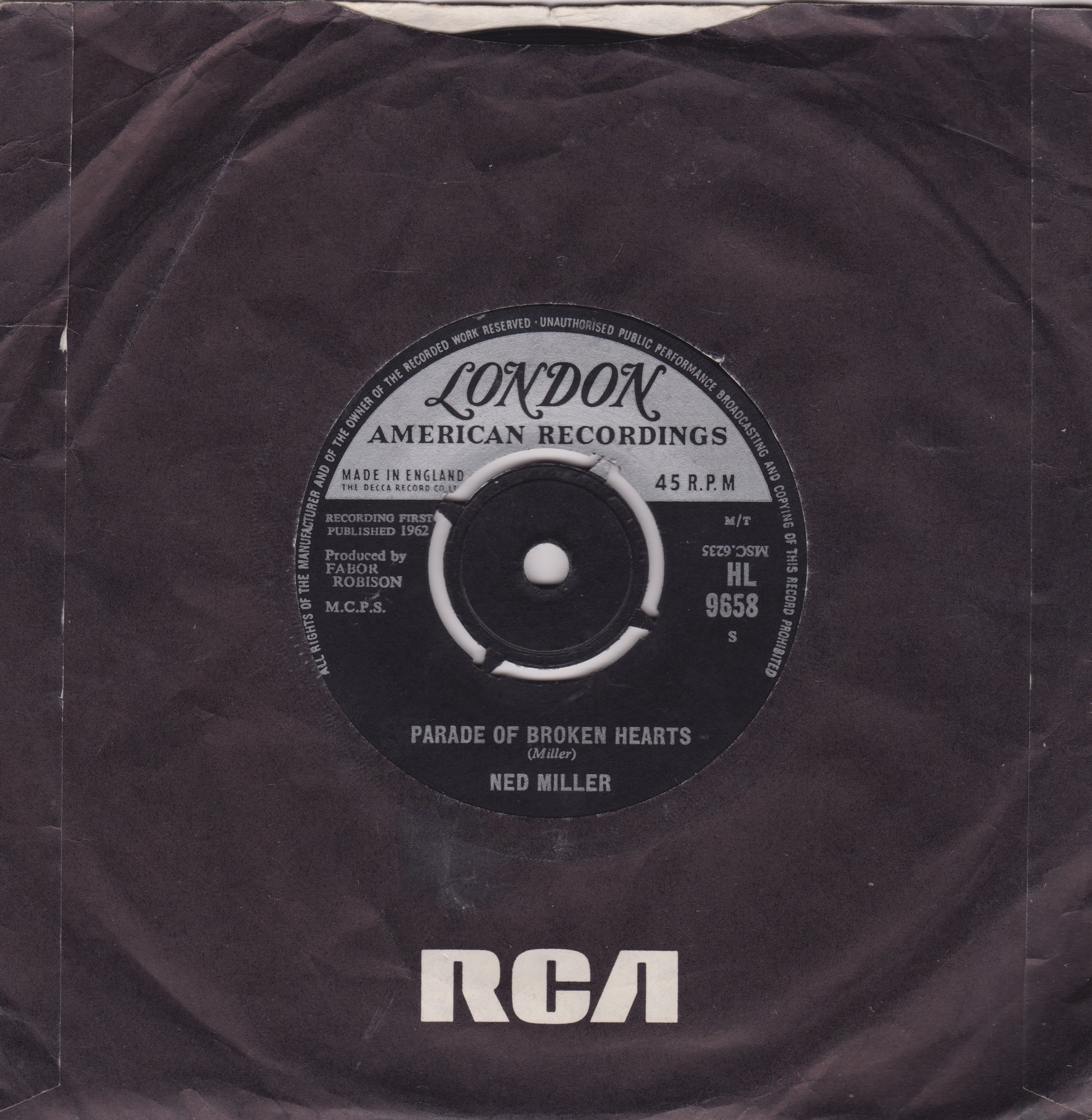 Record label with 'London American Recordings' and 'RCA' branding on a dark background