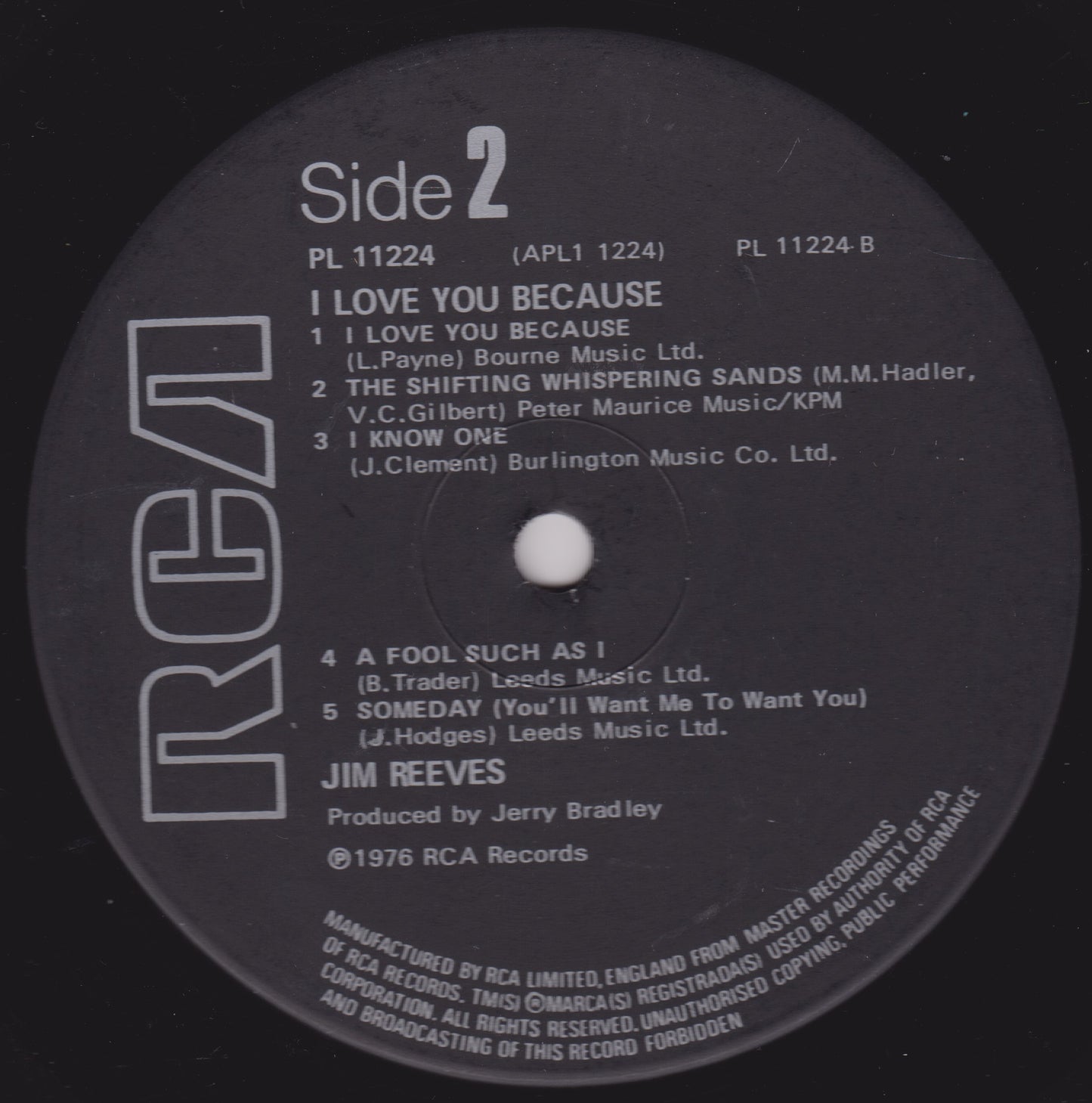 Side 2 label of a vinyl record with text and RCA logo.