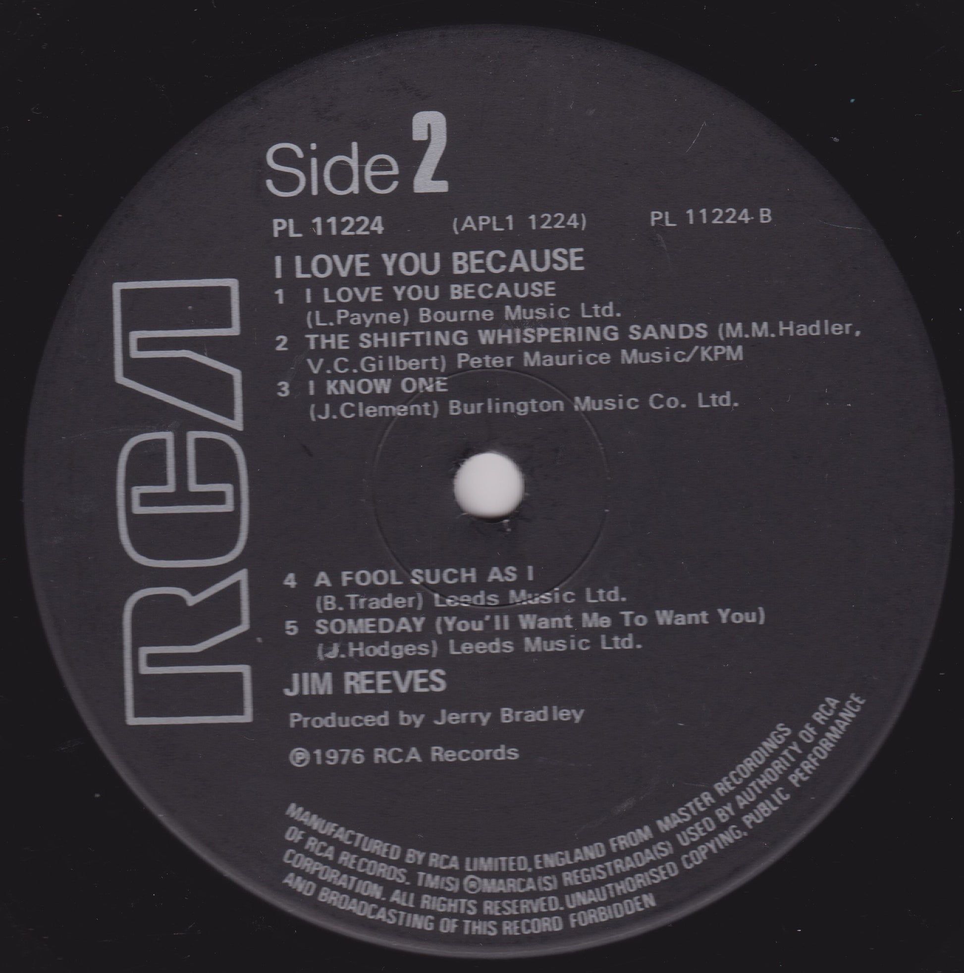 Side 2 label of a vinyl record with text and RCA logo.