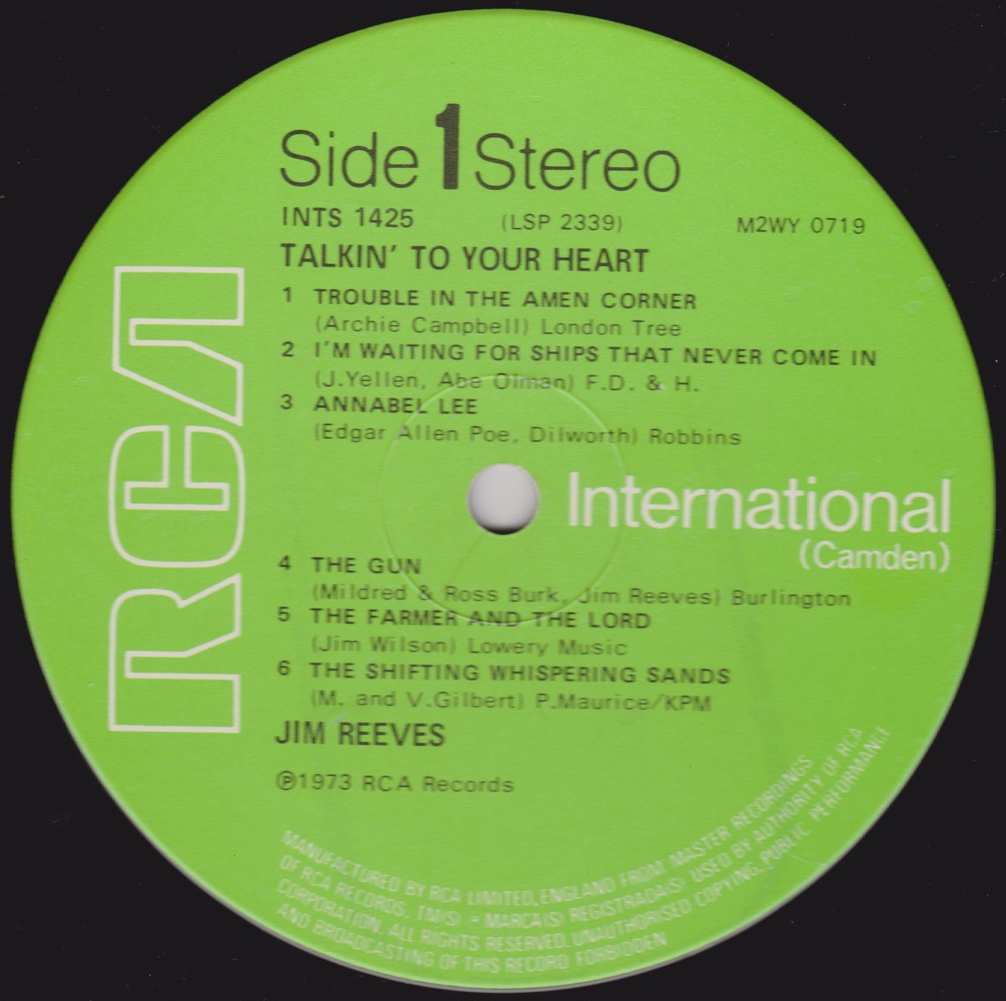 Green record label with text and RCA logo