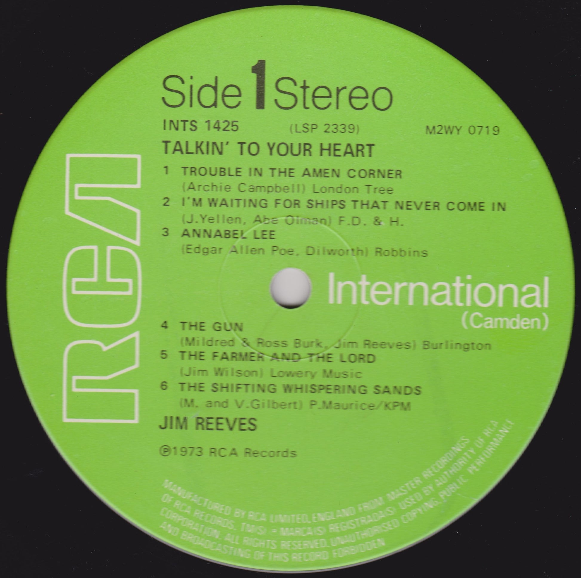 Green record label with text and RCA logo