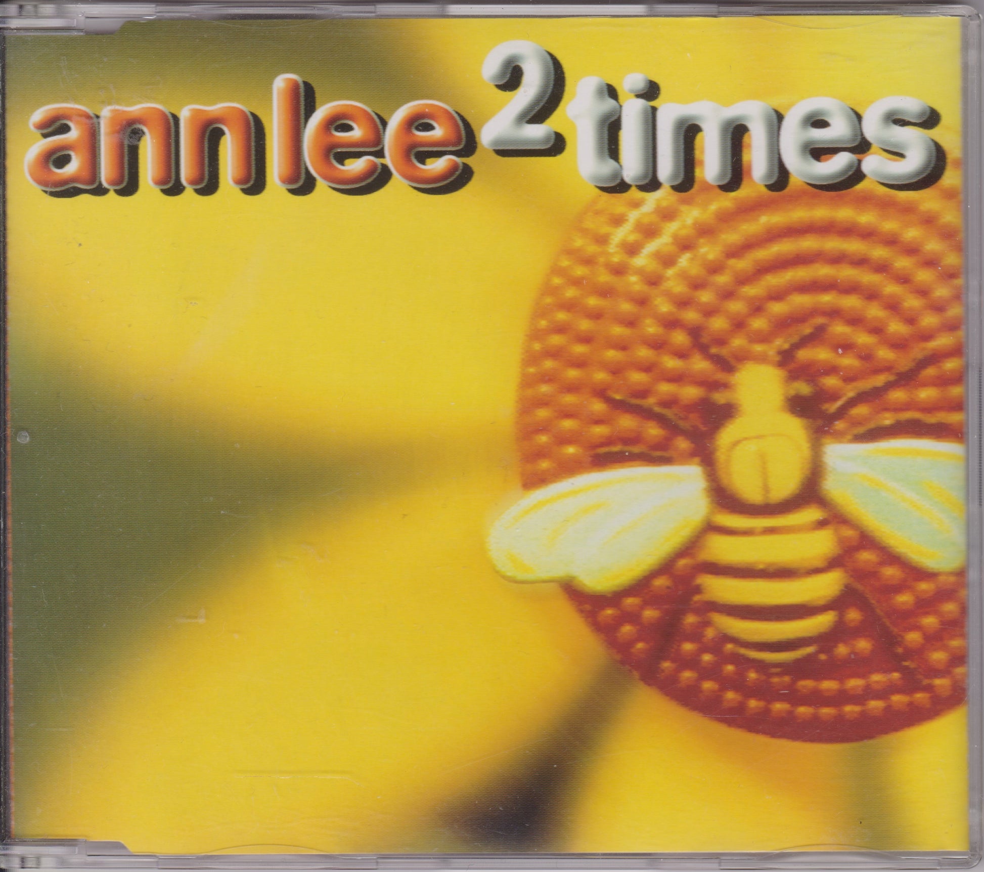 CD cover with a bee design and 'ann lee 2 times' text on a yellow background