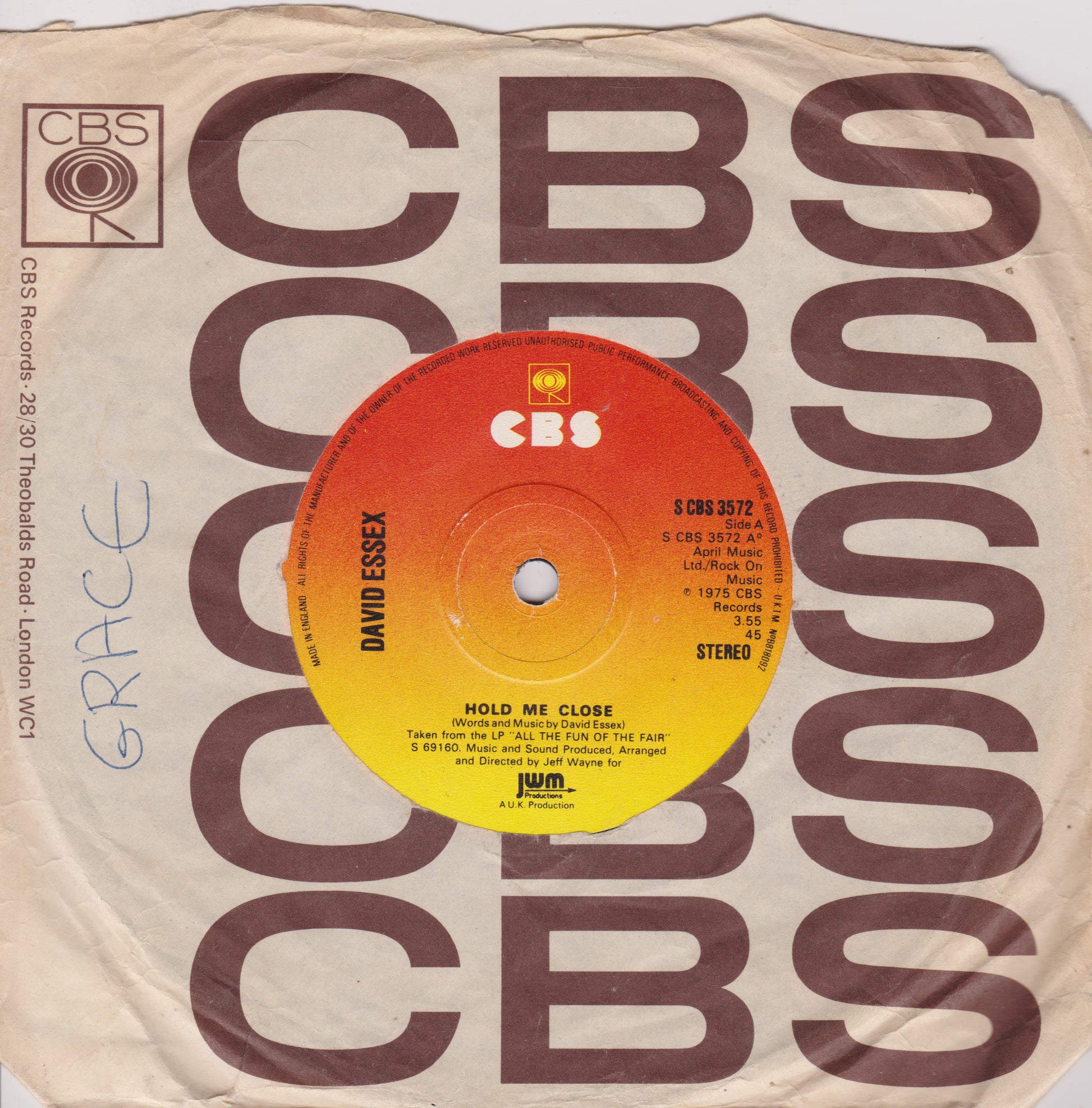 Vintage record sleeve with CBS logo and orange label