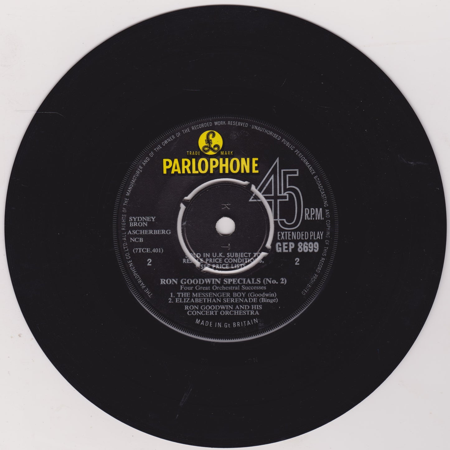 Ron Goodwin ‎– Ron Goodwin Specials (No. 2) (Parlophone) 7" vinyl EP VG/-