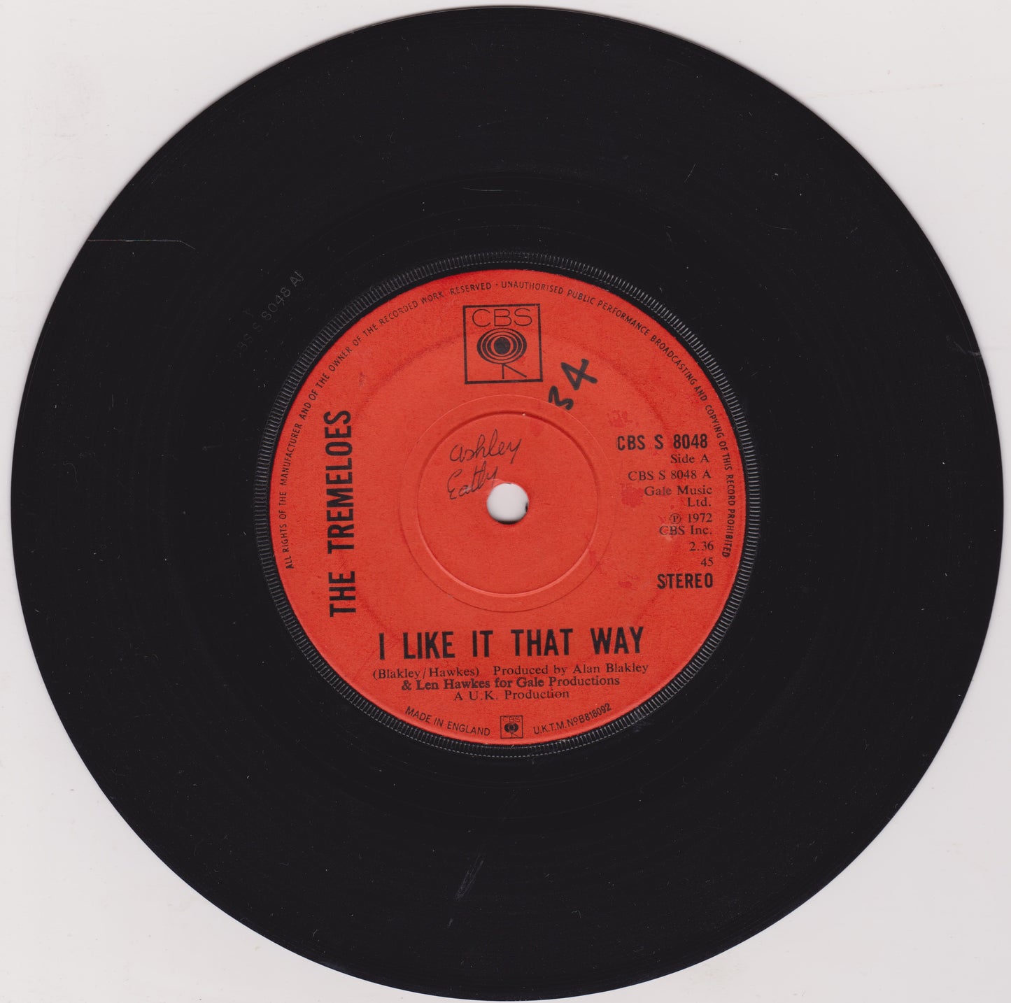 Vinyl record with red label featuring 'The Tremeloes' on a white background
