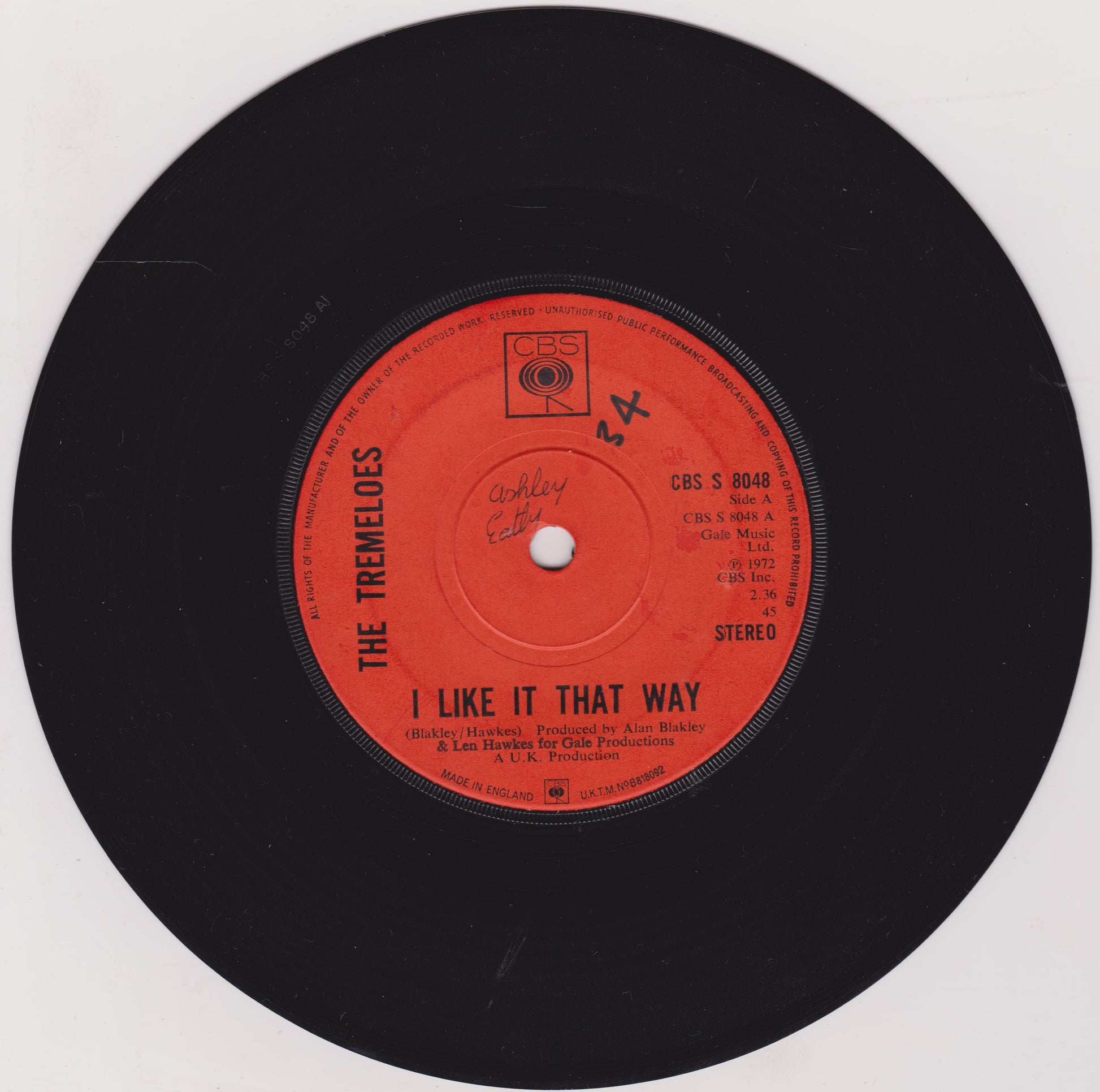 Vinyl record with red label featuring 'The Tremeloes' on a white background