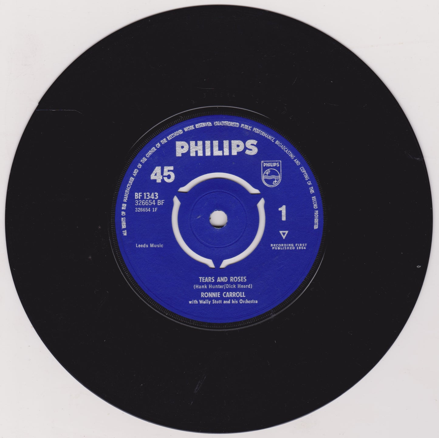 Black vinyl record with a blue label featuring Philips branding