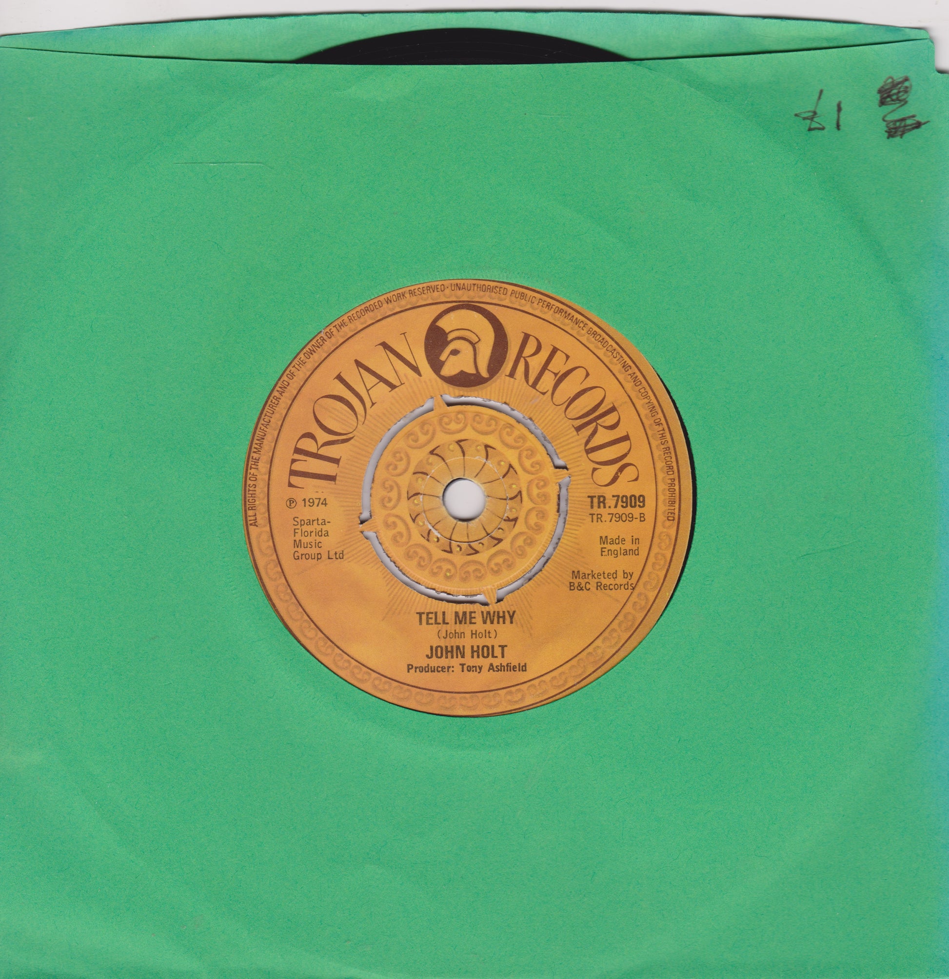 Green sleeve record with Trojan Records label