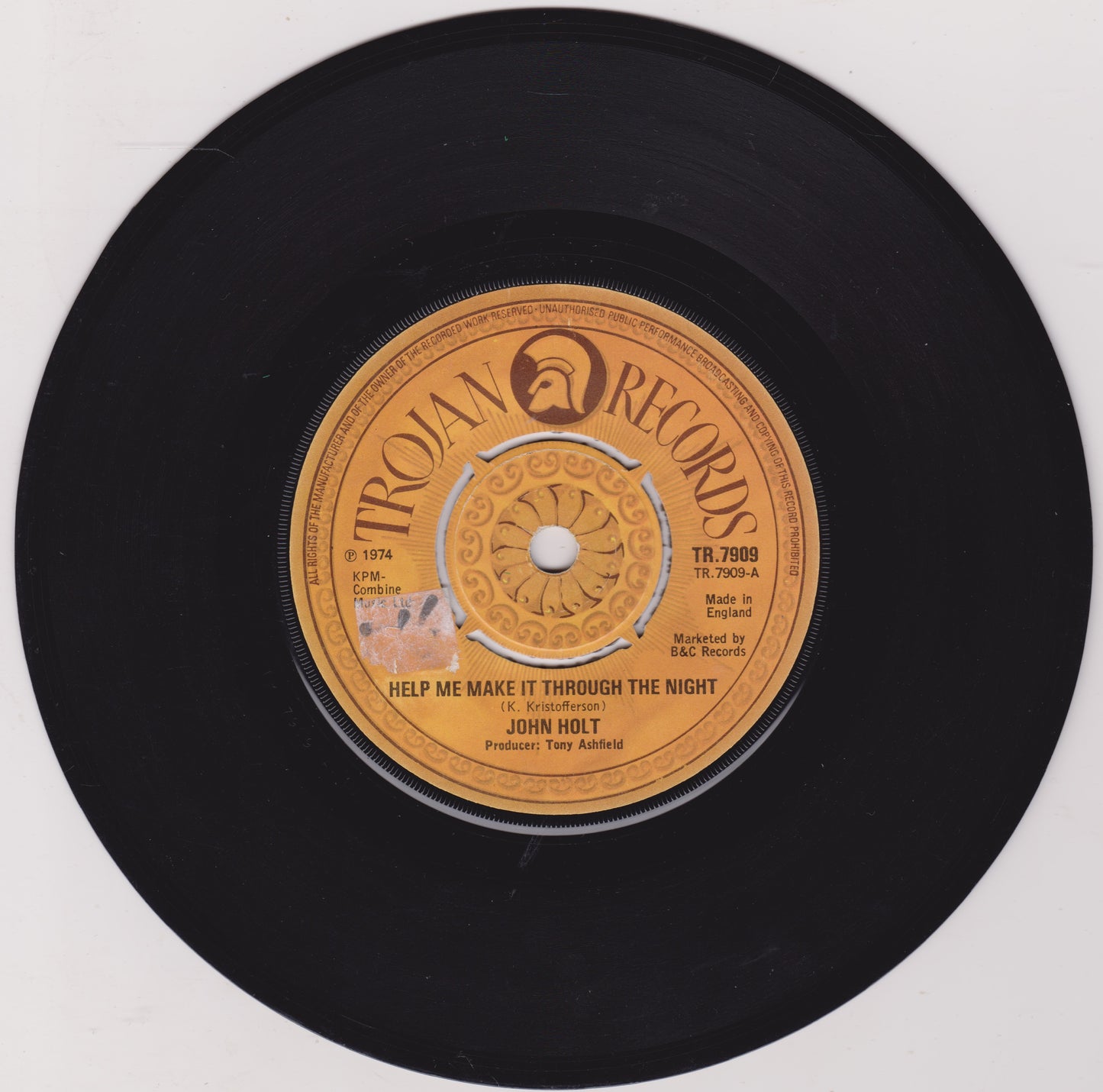 Vinyl record with Trojan Records label on a white background
