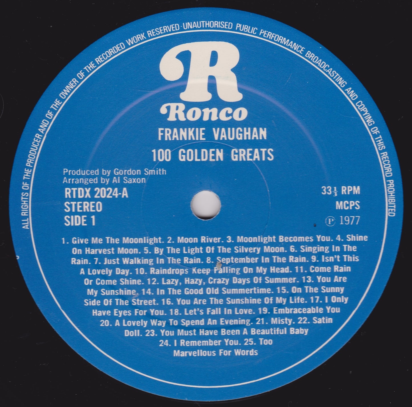 Frankie Vaughan ‎– 100 Golden Greats (Ronco 1977) 2x12" vinyl LP VG/VG