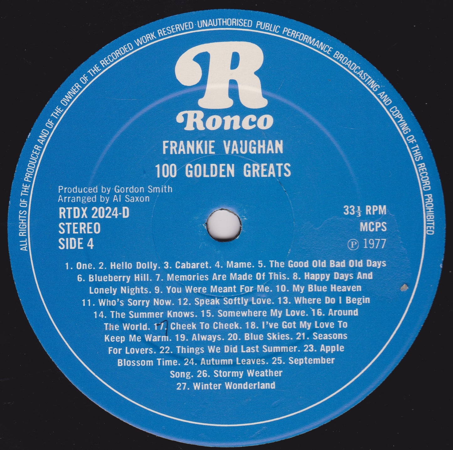 Frankie Vaughan ‎– 100 Golden Greats (Ronco 1977) 2x12" vinyl LP VG/VG