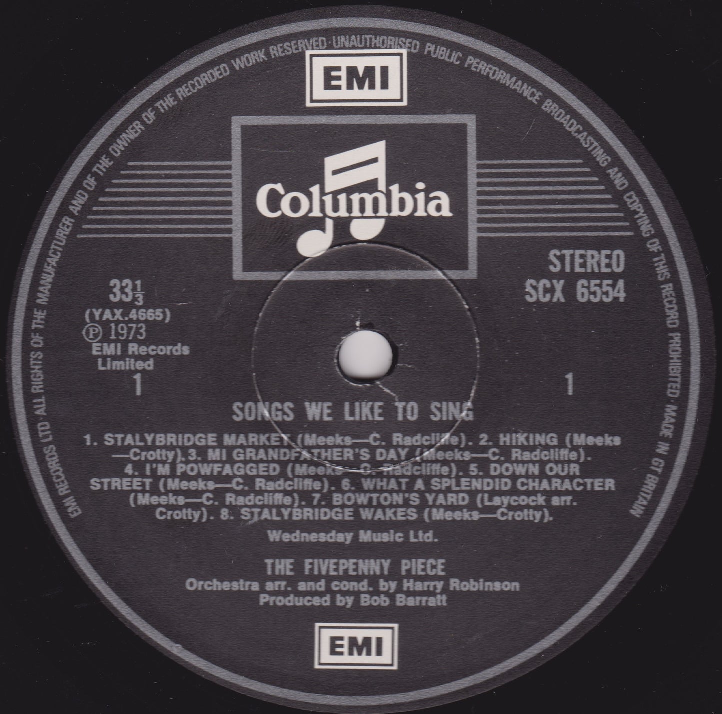 Record label with Columbia and EMI logos on a black background