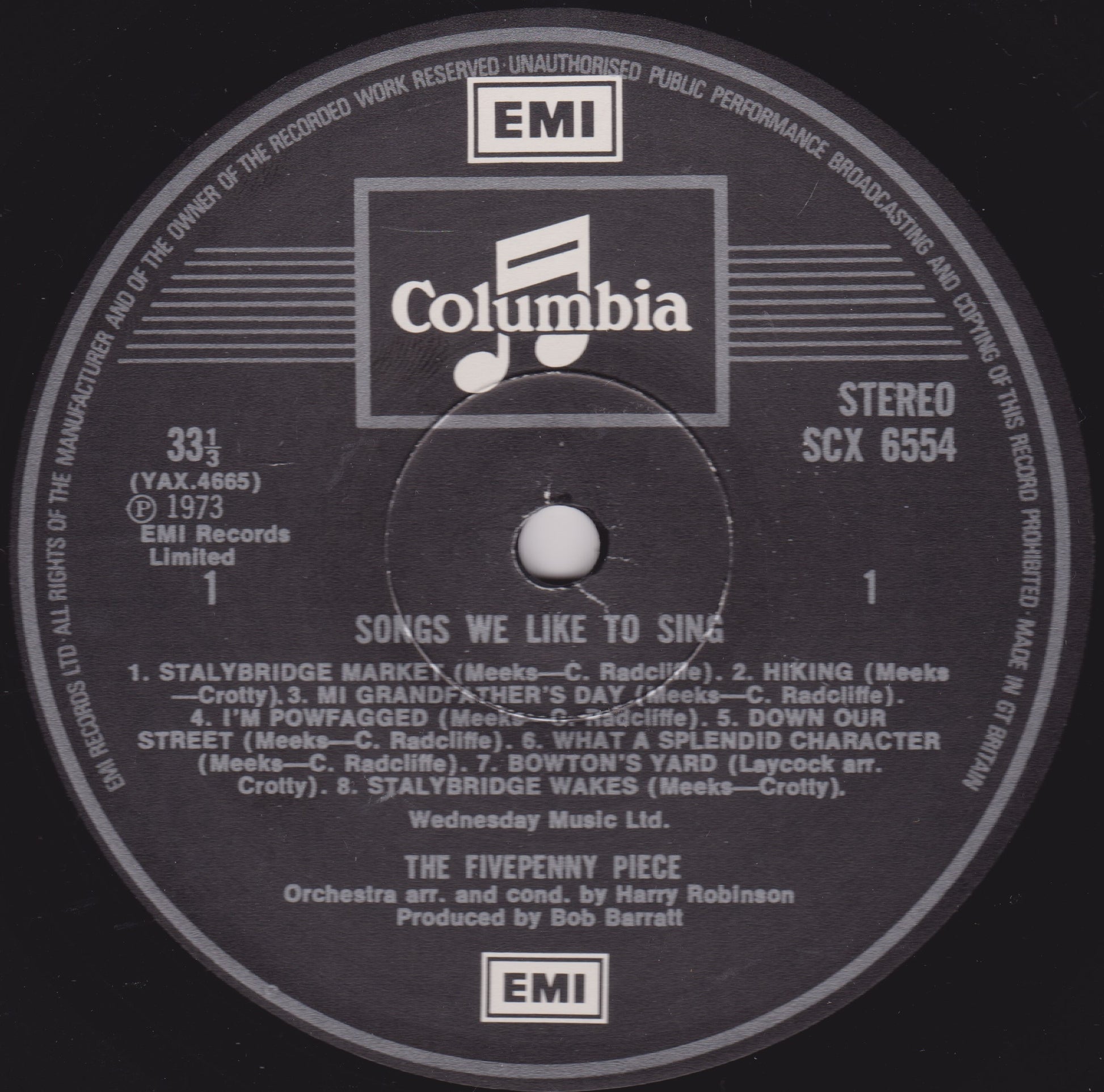Record label with Columbia and EMI logos on a black background