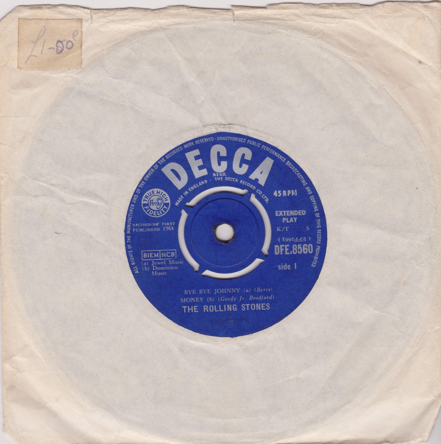 The Rolling Stones – The Rolling Stones (Decca 1964) 7" vinyl EP G+/-