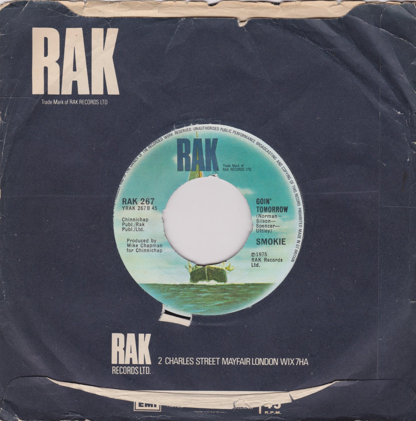 Smokie - For A Few Dollars More (RAK, 1978) 7" vinyl single VG/G+ jukebox centre