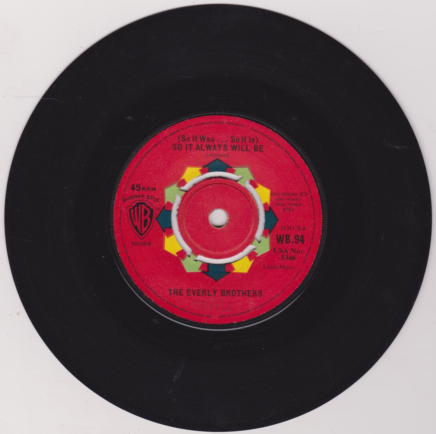 The Everly Brothers – (So It Was… So It Is) So It Always Will Be 7" vinyl G+/-
