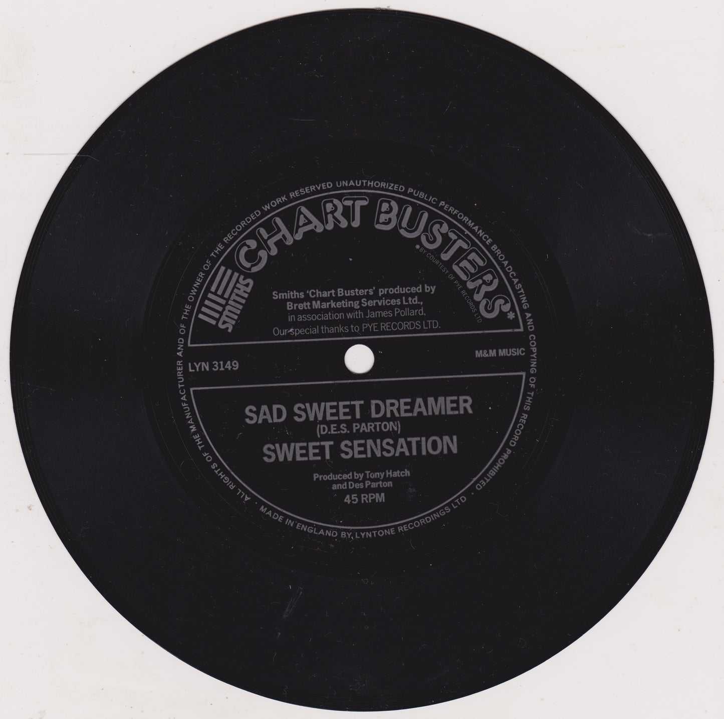 Showaddywaddy / Sweet Sensation – Rock 'N' Roll Lady / Sad Sweet Dreamer (Smiths Crisps 1975) 7" flexi-disc VG