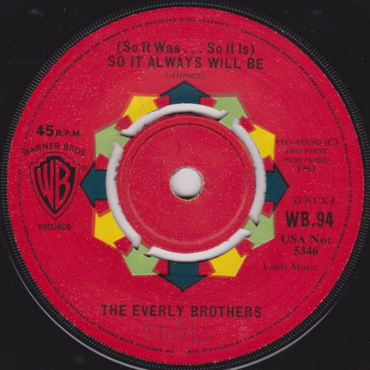The Everly Brothers – (So It Was… So It Is) So It Always Will Be 7" vinyl G+/-