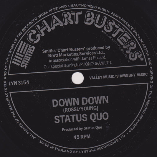 Status Quo ‎– Down Down / Break The Rules (Smiths Crisps 1975) 7" flexi-disc VG